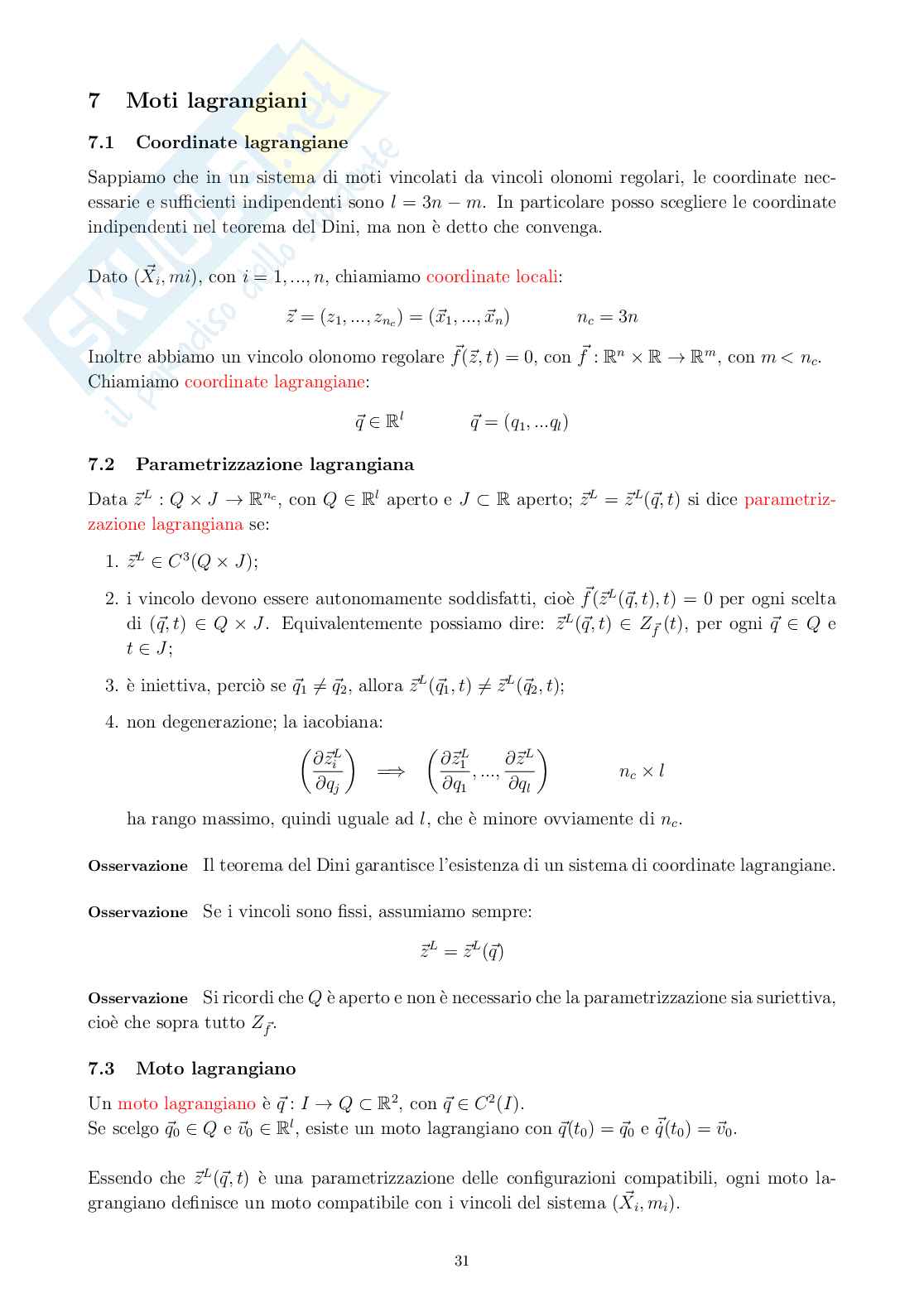 Appunti di Modelli matematici per la meccanica - Meccanica razionale e sistemi dinamici Pag. 31