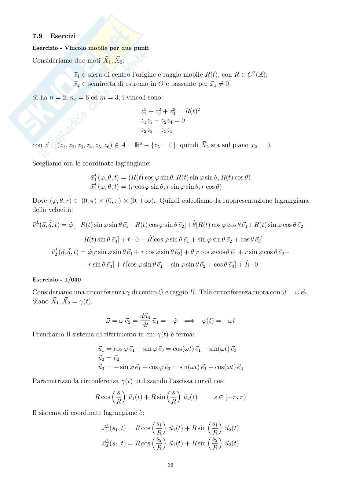 Appunti di Modelli matematici per la meccanica - Meccanica razionale e sistemi dinamici Pag. 36
