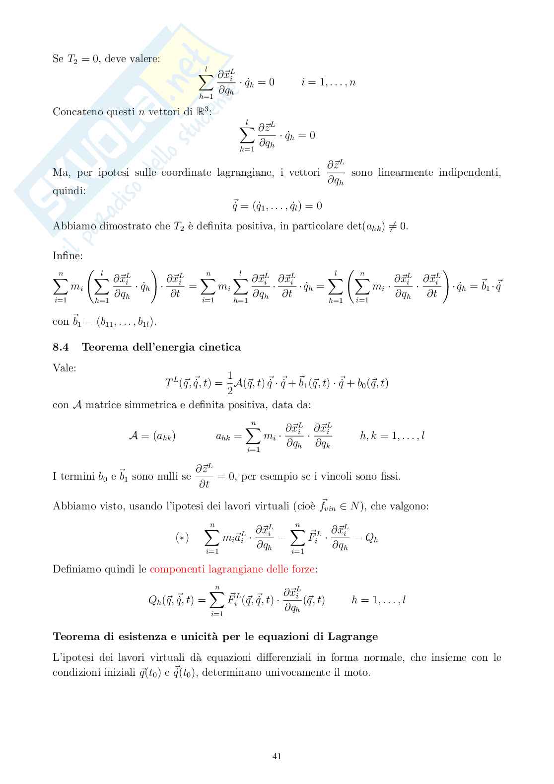 Appunti di Modelli matematici per la meccanica - Meccanica razionale e sistemi dinamici Pag. 41