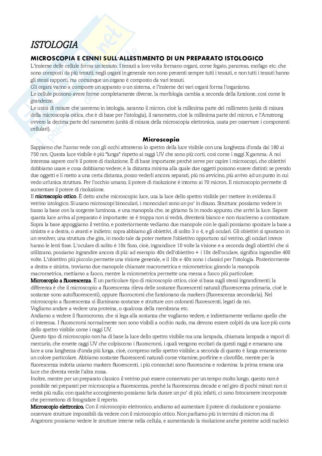 Istologia completo Pag. 1