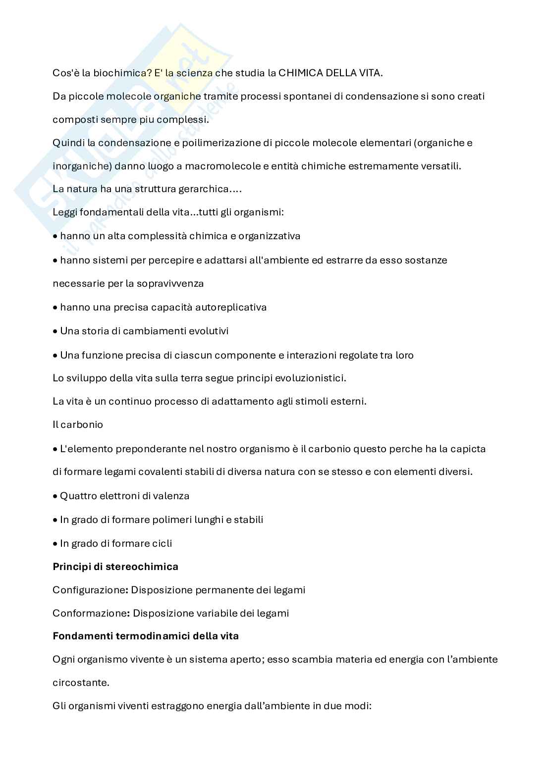 Appunti di Biochimica  Pag. 1