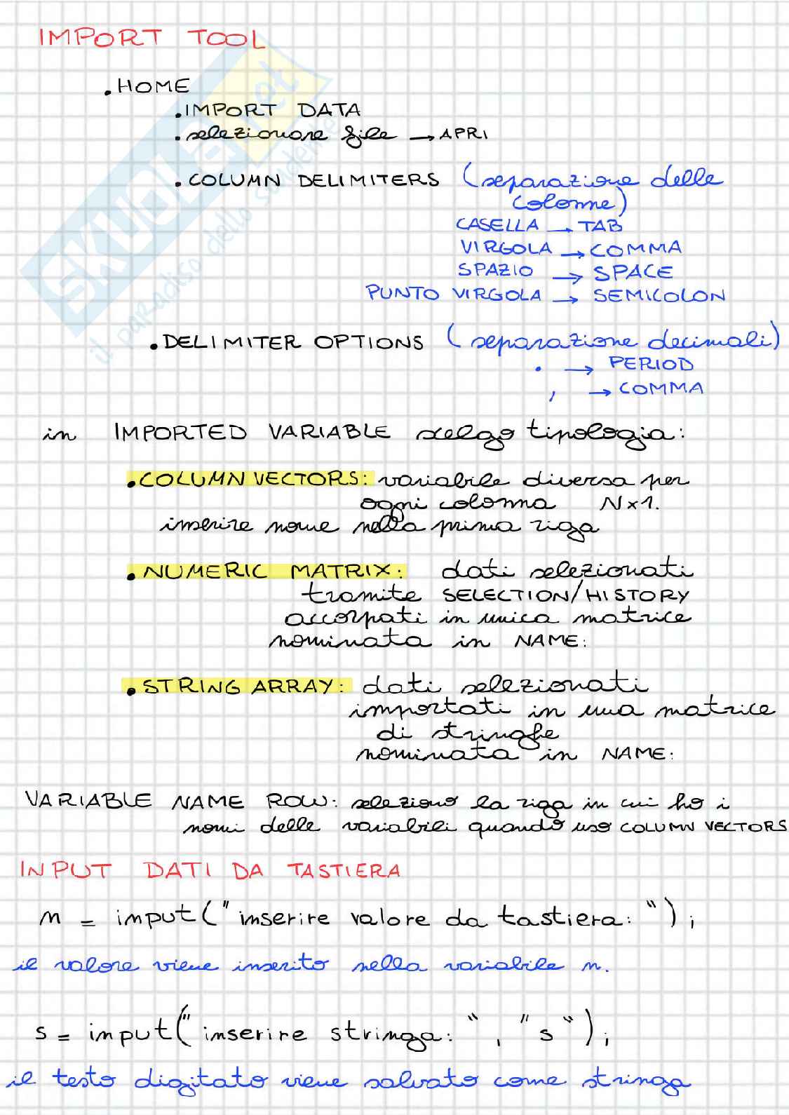 Appunti MATLAB per esame Informatica industriale Pag. 1