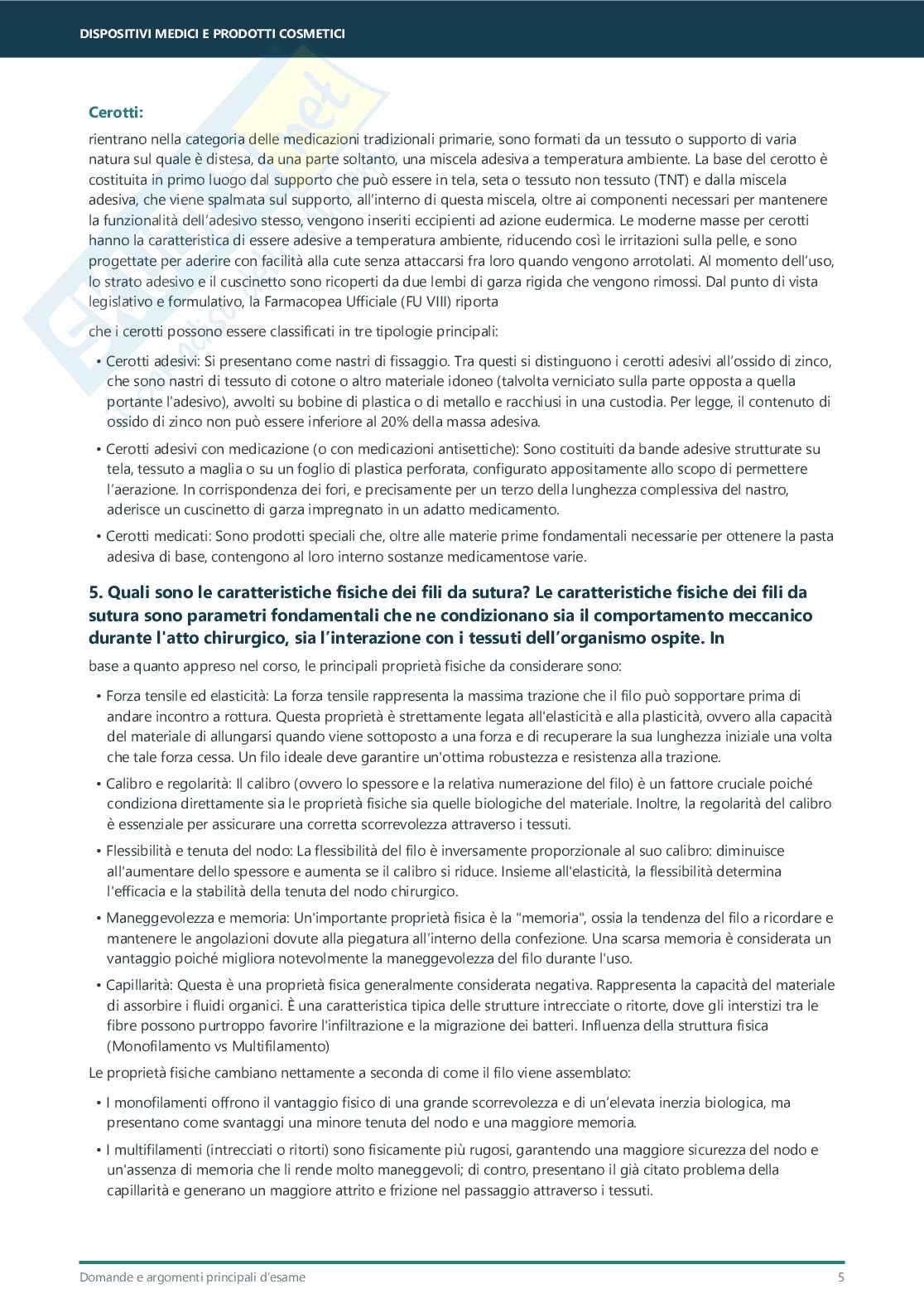Dispositivi medici e prodotti cosmetici – Domande d’esame complete Pag. 6