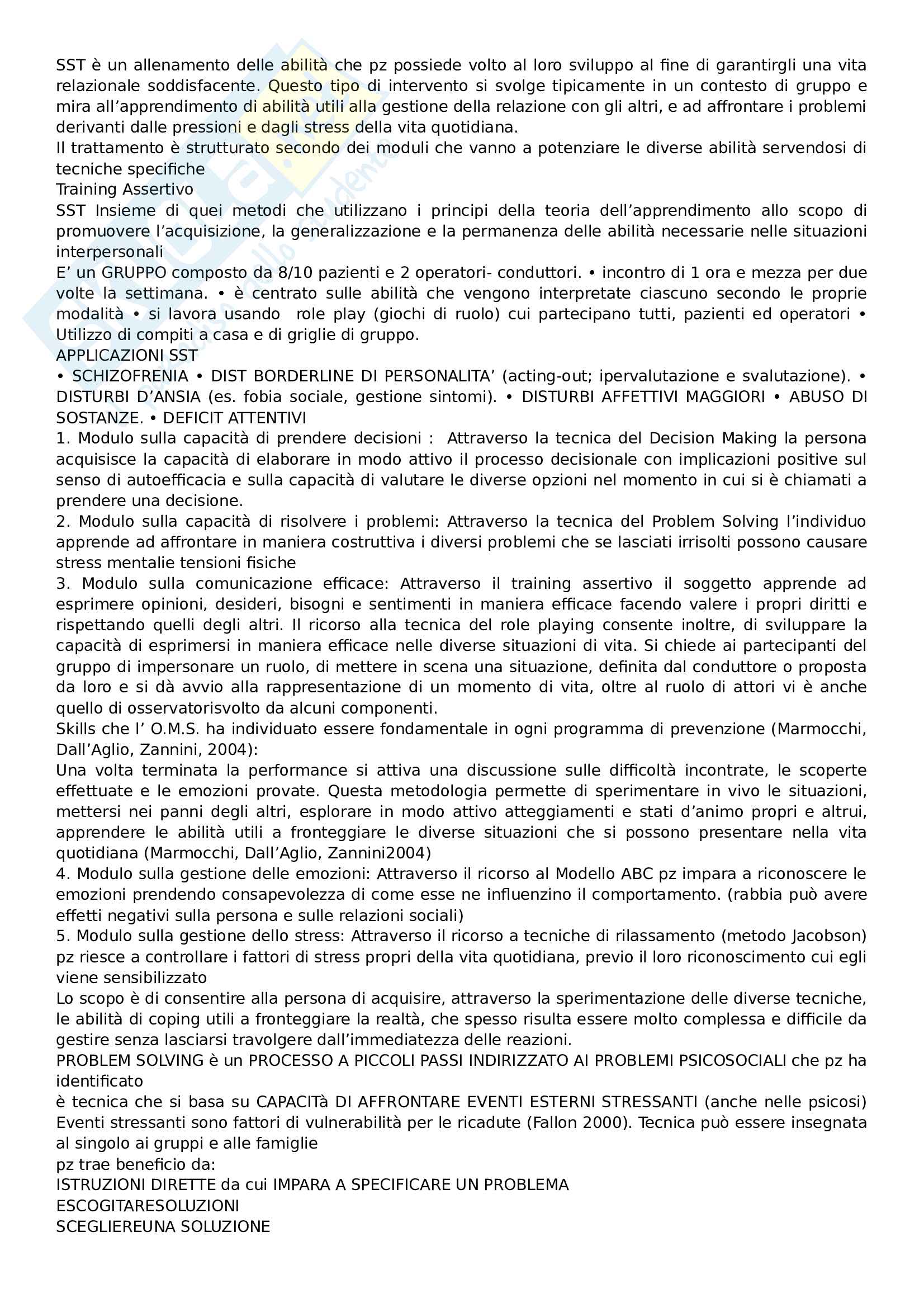 Terapia Cognitivo Comportamentale (PSI) Pag. 6