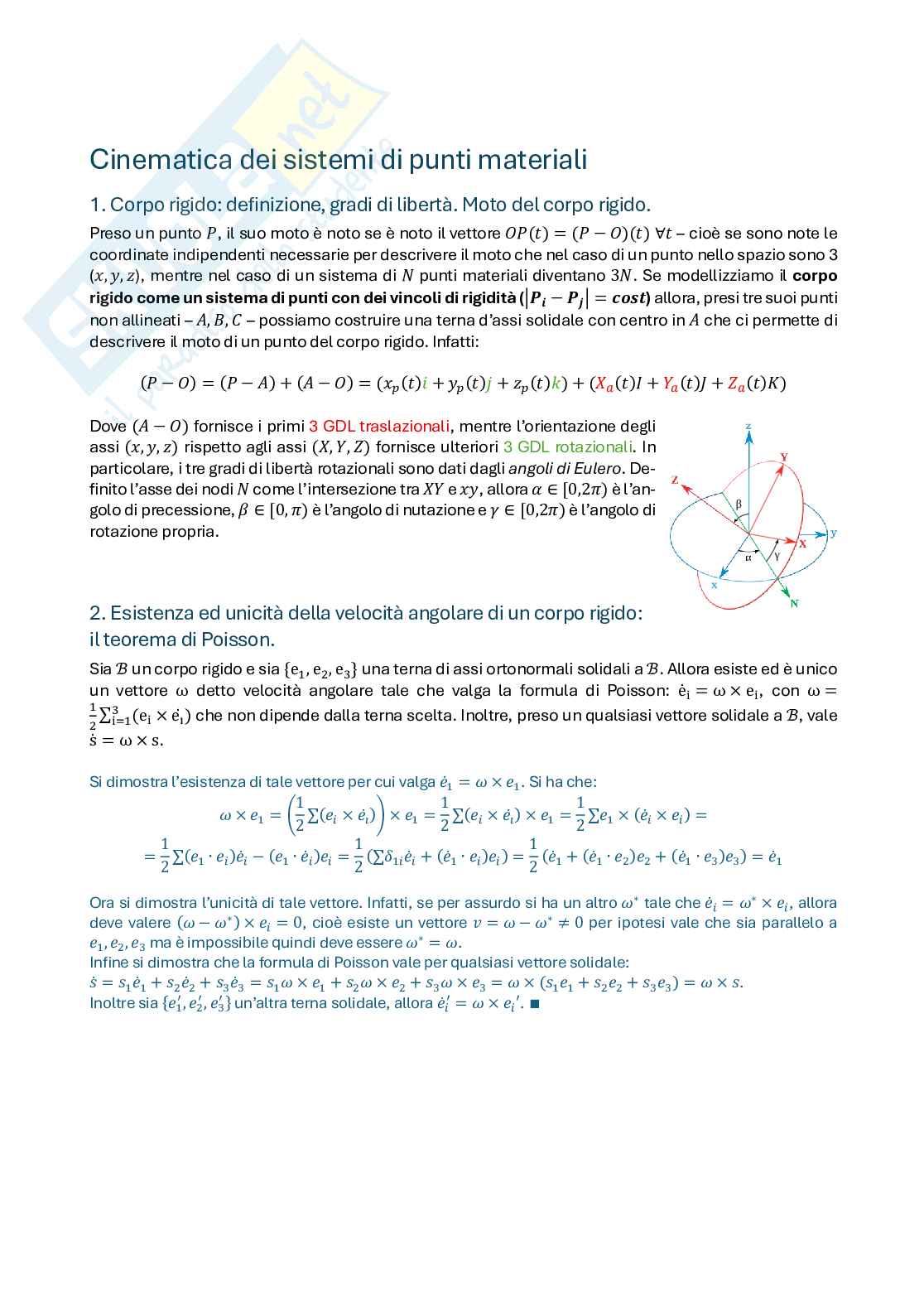 Appunti di Meccanica razionale e dei continui  Pag. 1