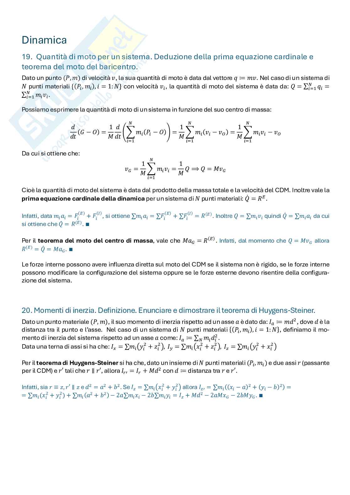 Appunti di Meccanica razionale e dei continui  Pag. 11