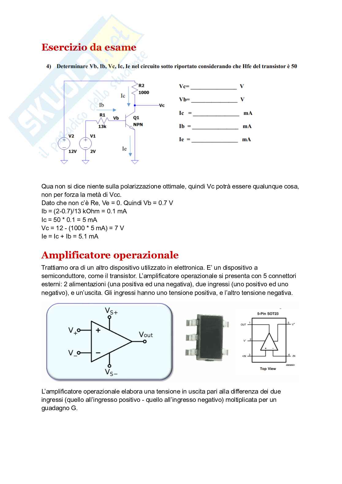Appunti di Elettronica per i sistemi biomedicali: amplificatore operazionale elettronica Pag. 1