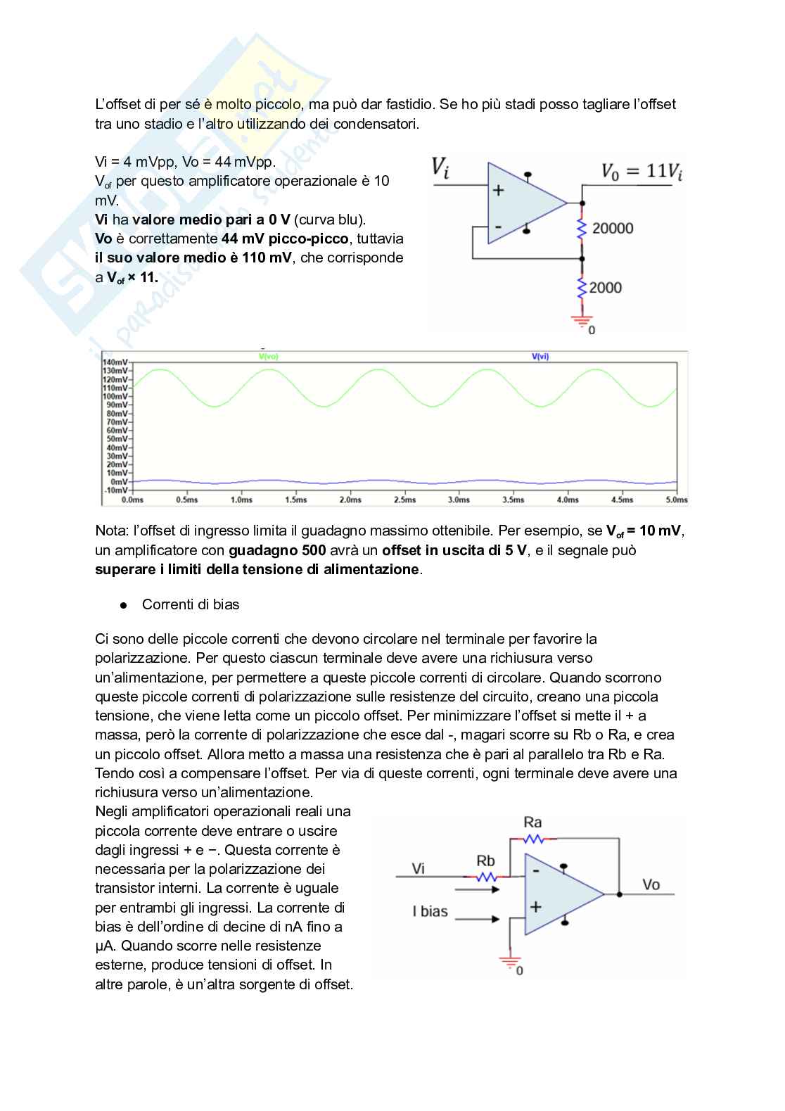 Appunti di Elettronica per i sistemi biomedicali: amplificatore operazionale elettronica Pag. 11
