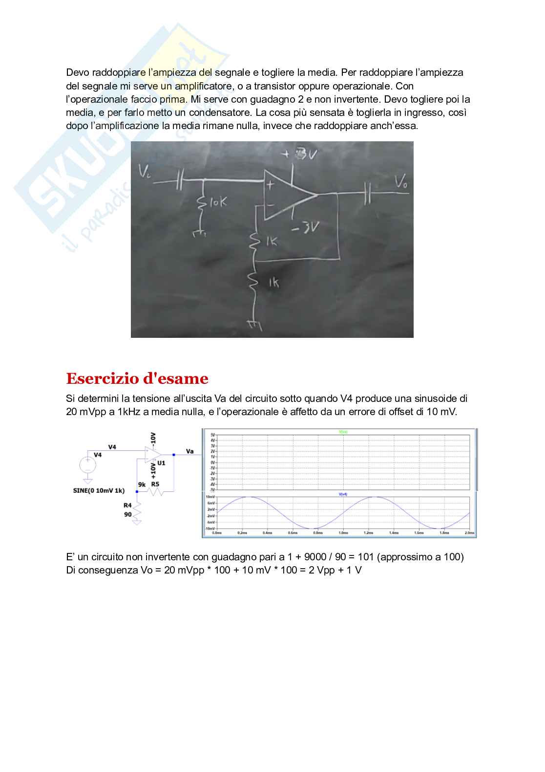 Appunti di Elettronica per i sistemi biomedicali: amplificatore operazionale elettronica Pag. 16