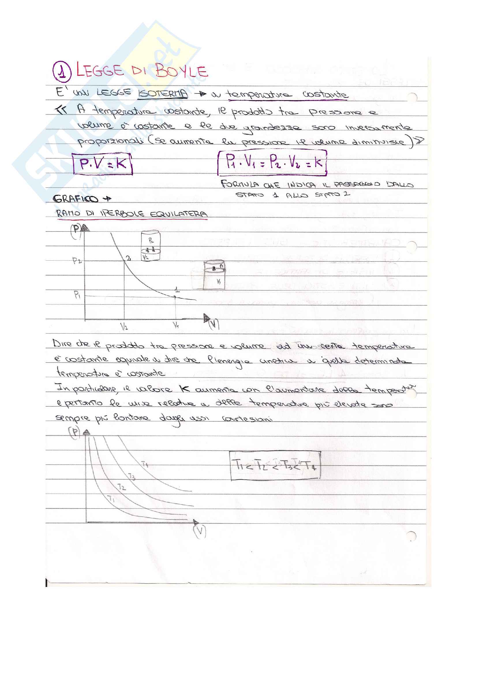 Appunti di chimica su stato gassoso e le sue leggi: Boyle GayLussac Equazione dei gas perfetti con esercizi Legge di Dalton e Grahm Pag. 2