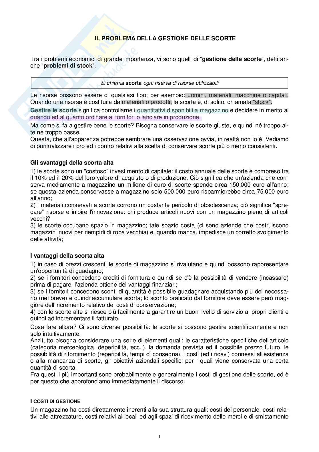 Ricerca operativa Pag. 1