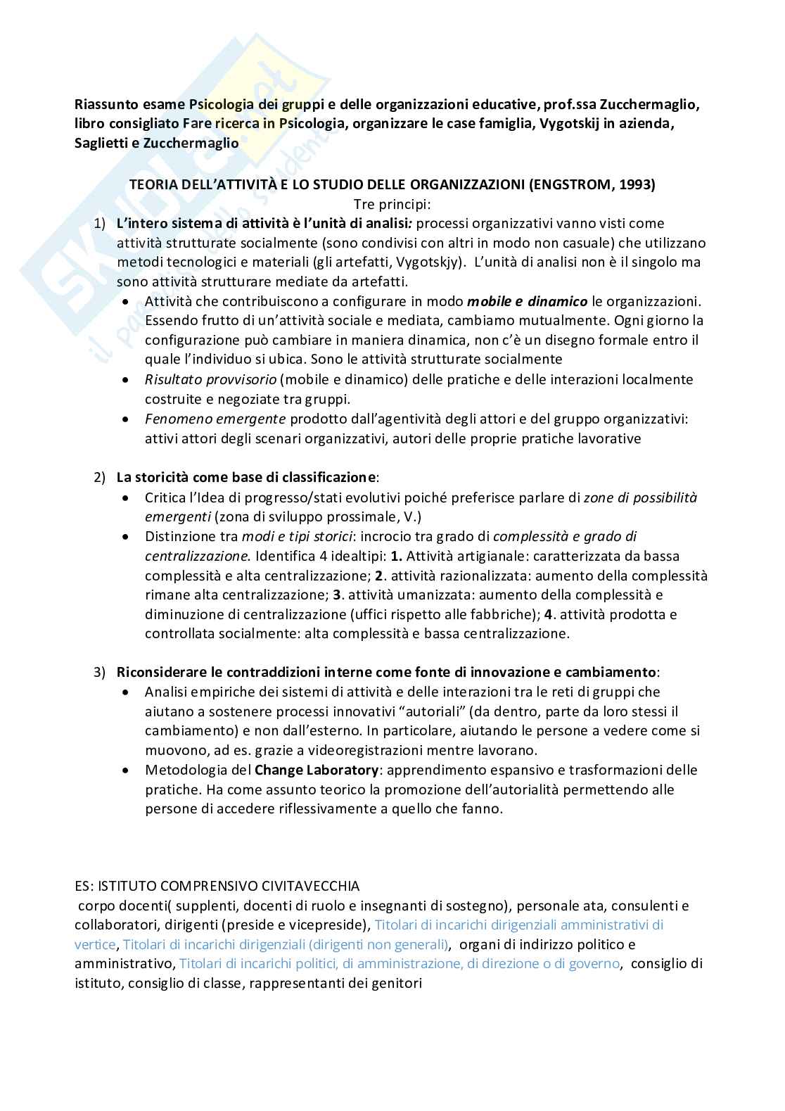 Appunti lezioni di Psicologia dei gruppi e delle organizzazioni educative  Pag. 1