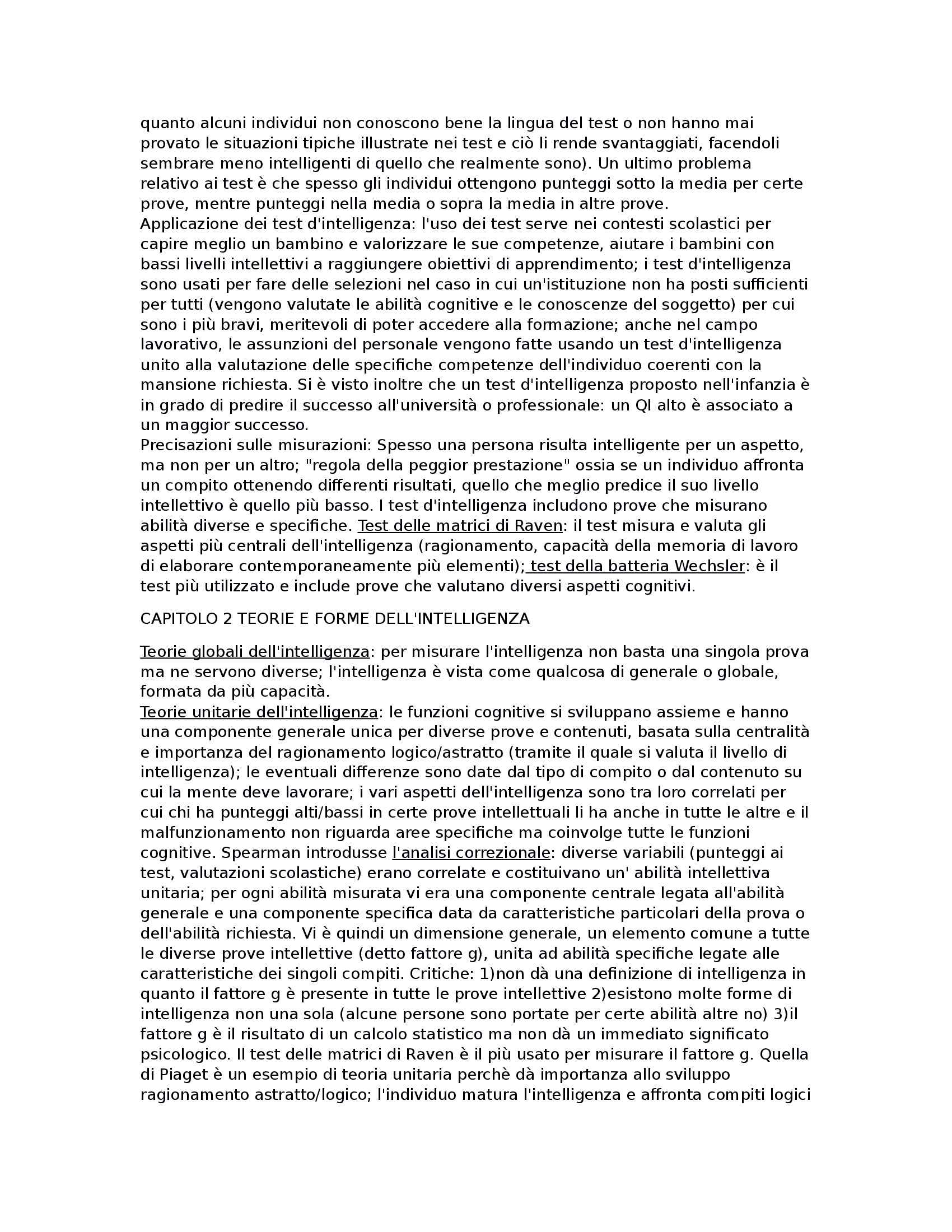 Riassunto esame Psicologia dell'intelligenza, prof. Palladino, libro consigliato L'intelligenza, Cornoldi Pag. 2