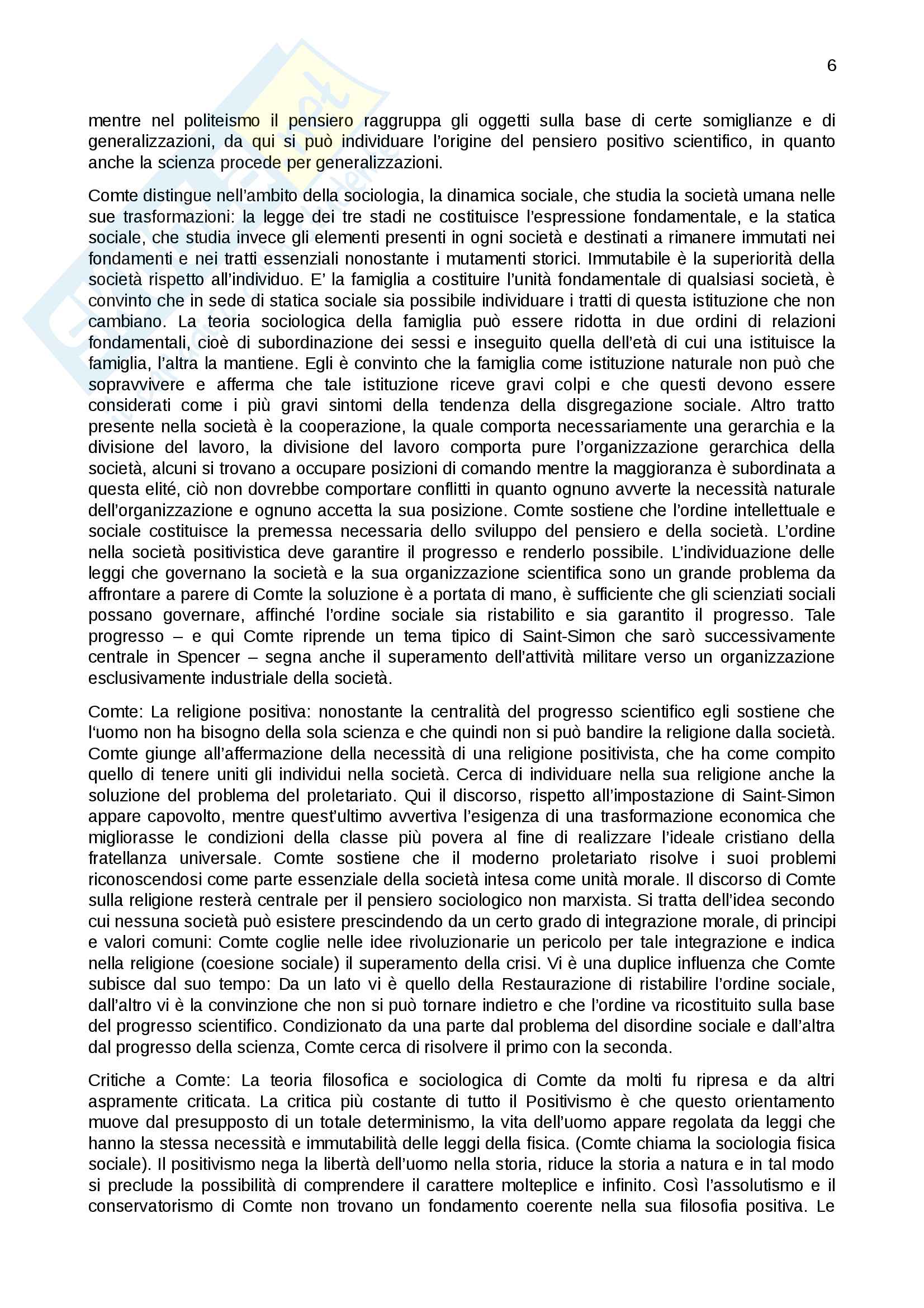 Riassunto esame storia del pensiero sociologico, prof. Rinzivillo, libro consigliato Storia del pensiero sociologico,Izzo Pag. 6