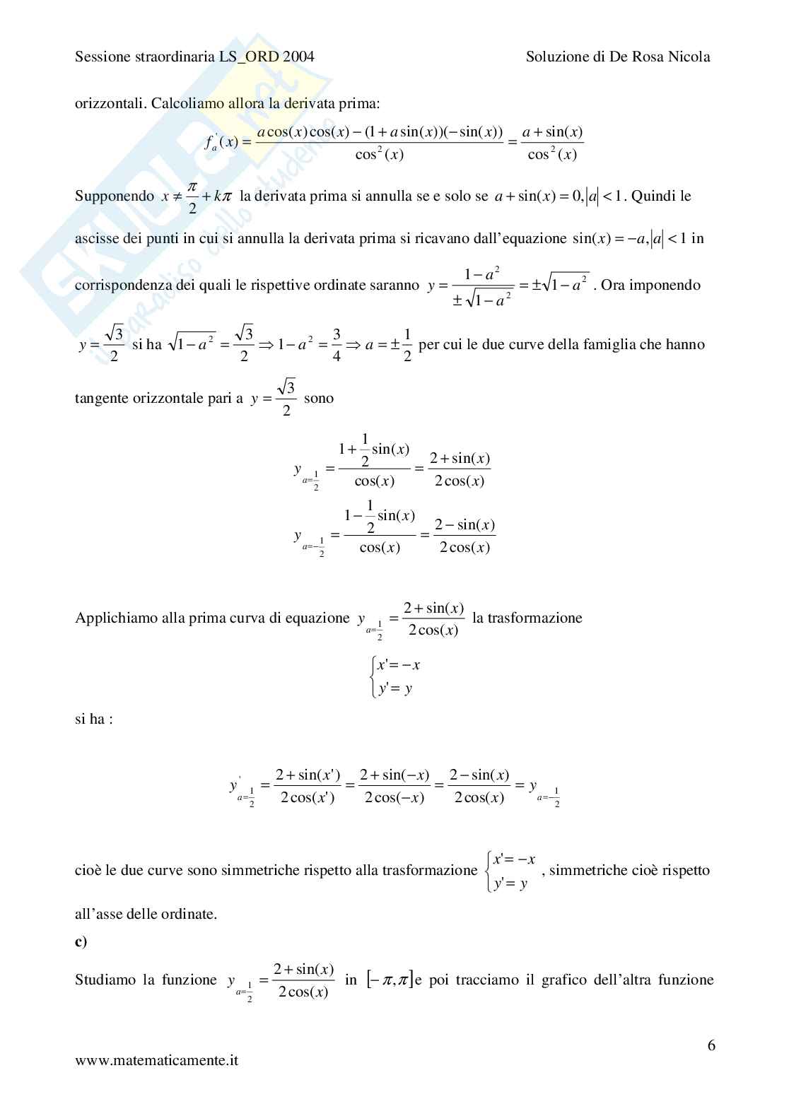 2004 - Liceo scientifico di ordinamento sessione straordinaria Pag. 6