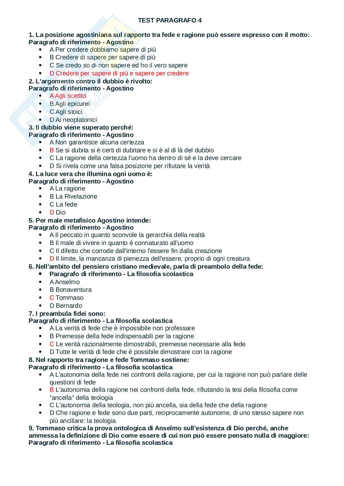 Domande e risposte Filosofia teoretica Pag. 1