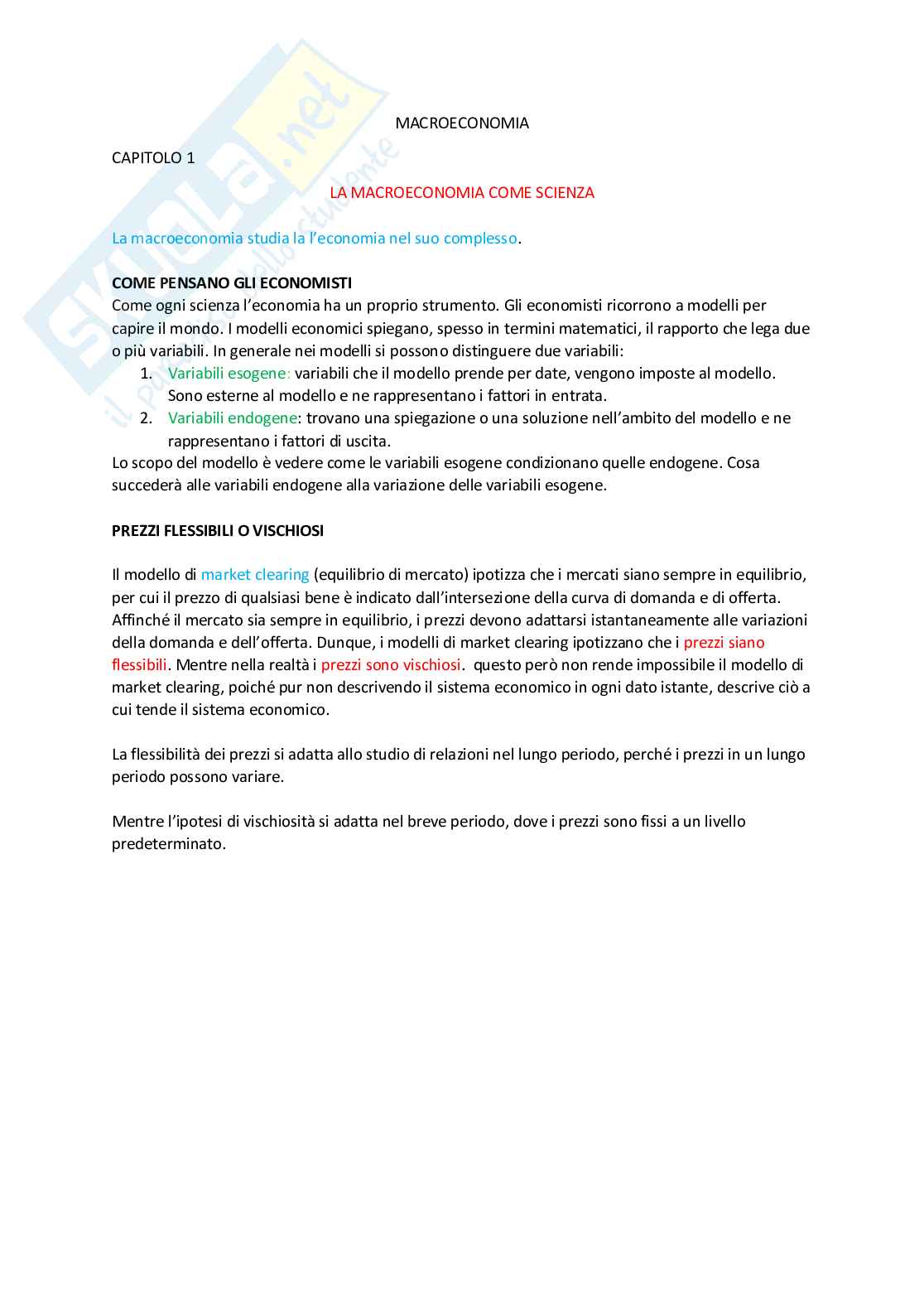 Riassunto esame Macroeconomia, Prof. Moro Alessio, libro consigliato Macroeconomia Zanichelli 6°Edizione, N.Gregory Mankiw, Mark P.Taylor Pag. 1