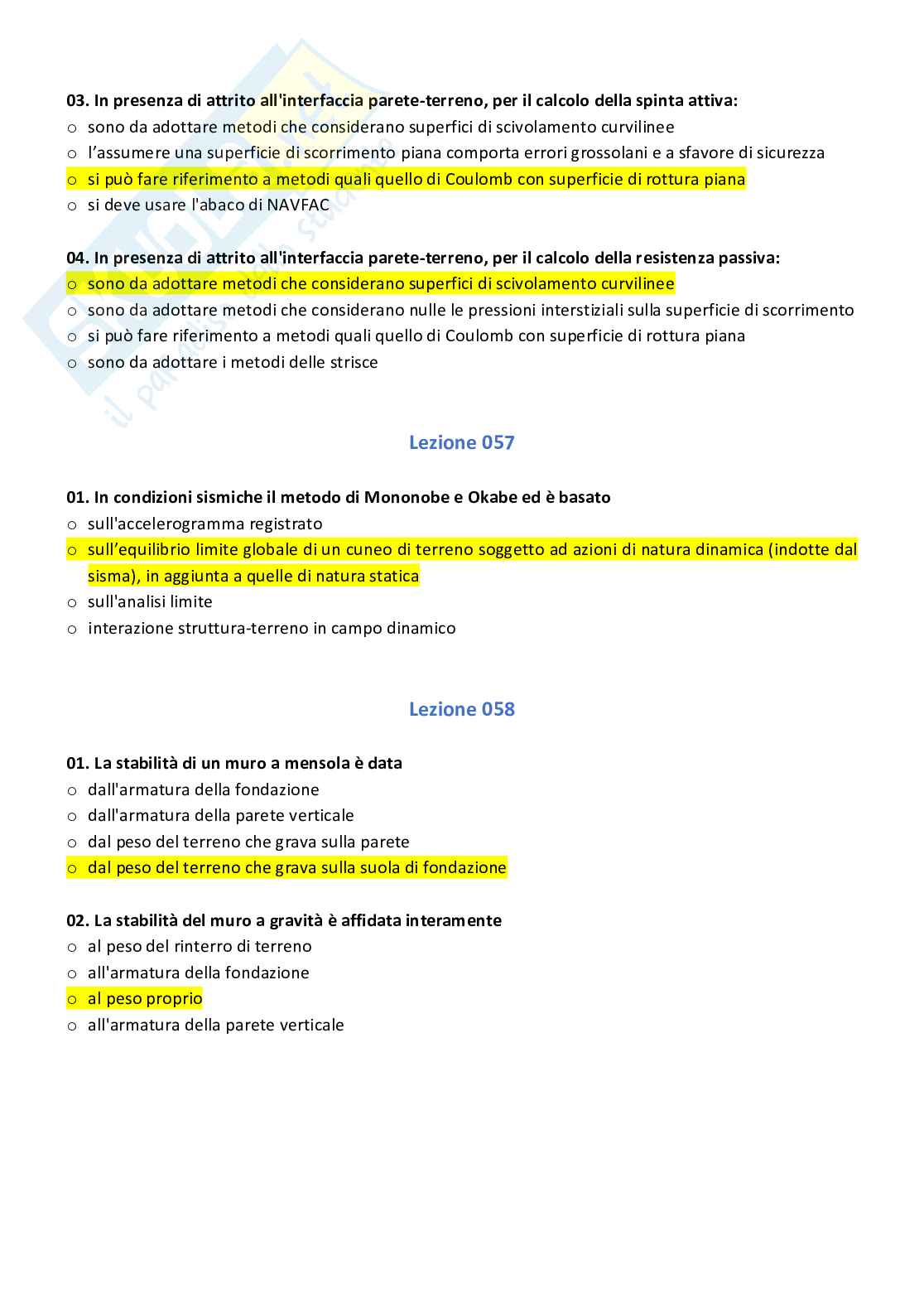 Paniere con risposte chiuse di Geotecnica e fondazioni 2018 Pag. 41