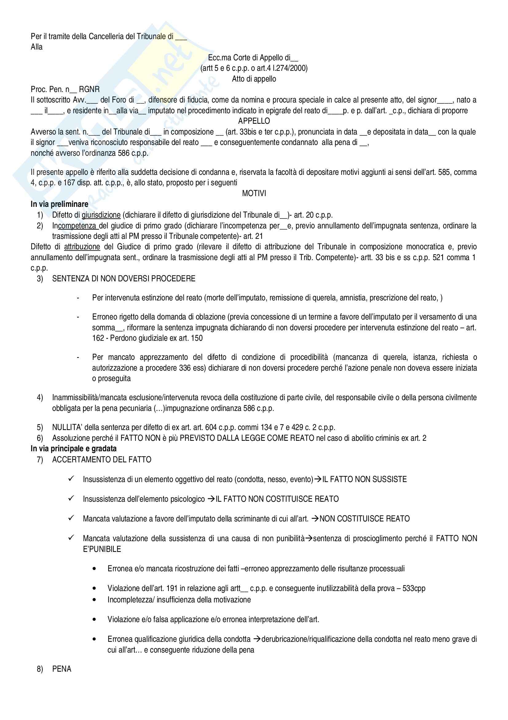 Atto Di Appello Civile Fac Simile