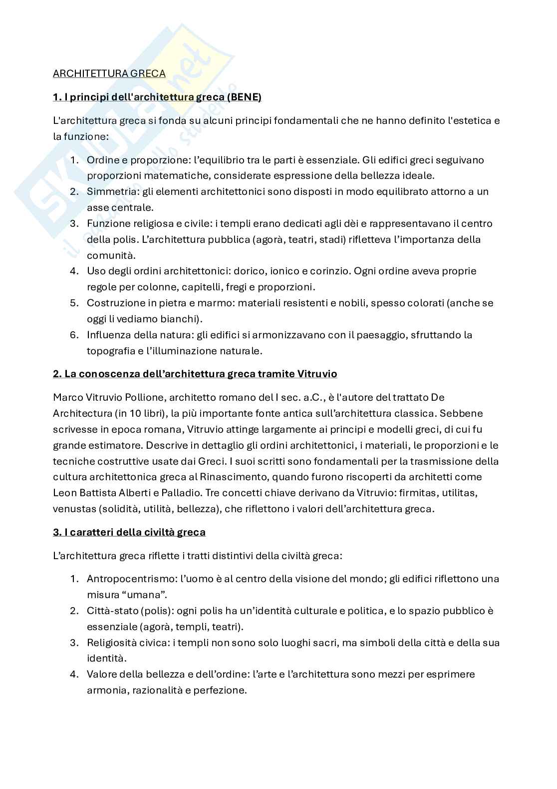 Storia dell'architettura 2 - Architettura greca Pag. 1