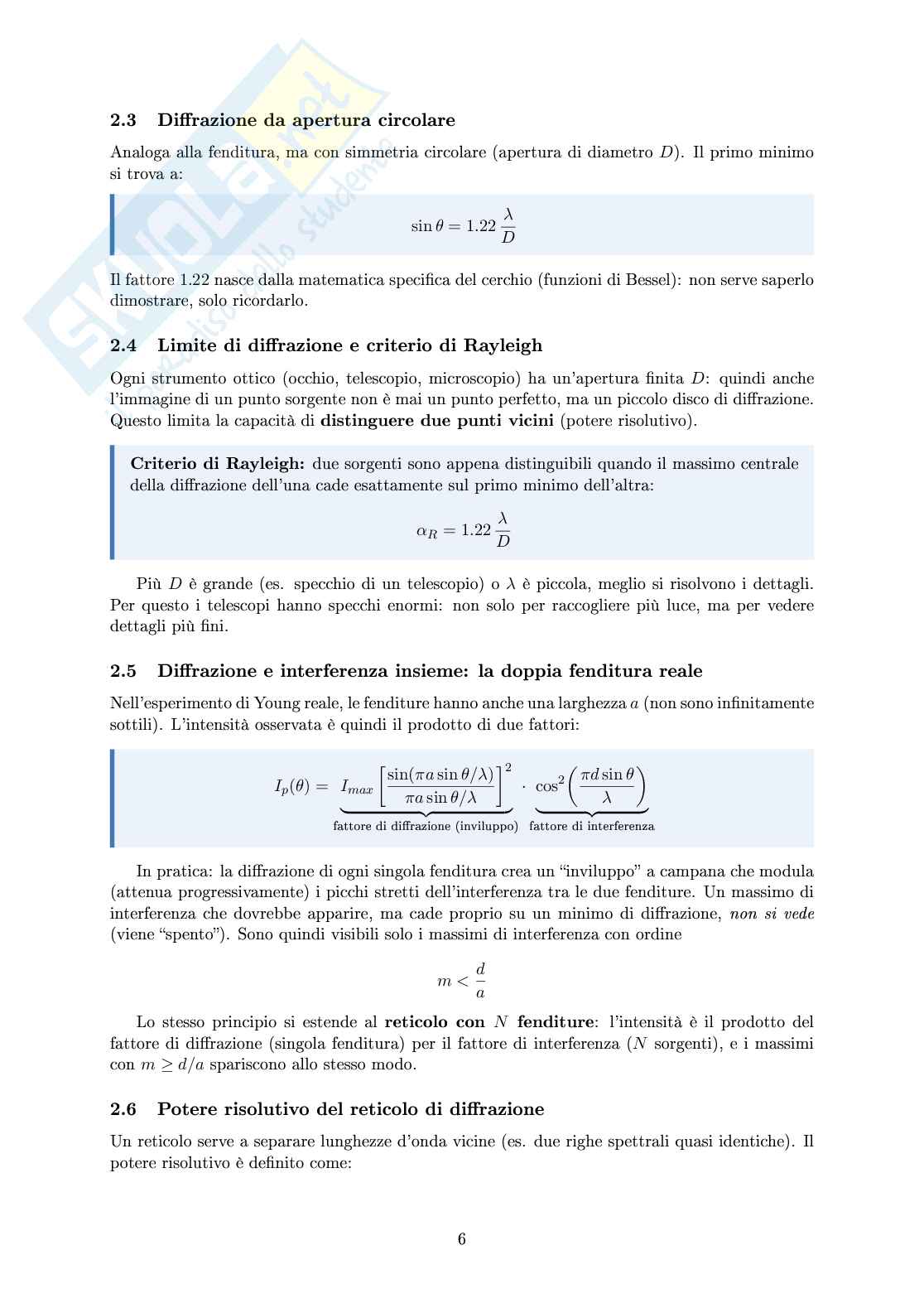 Interferenza e diffrazione Pag. 6