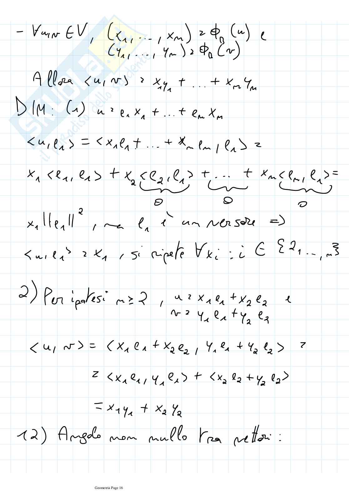 Esercizi di domande e risposte Geometria e Algebra lineare Pag. 16