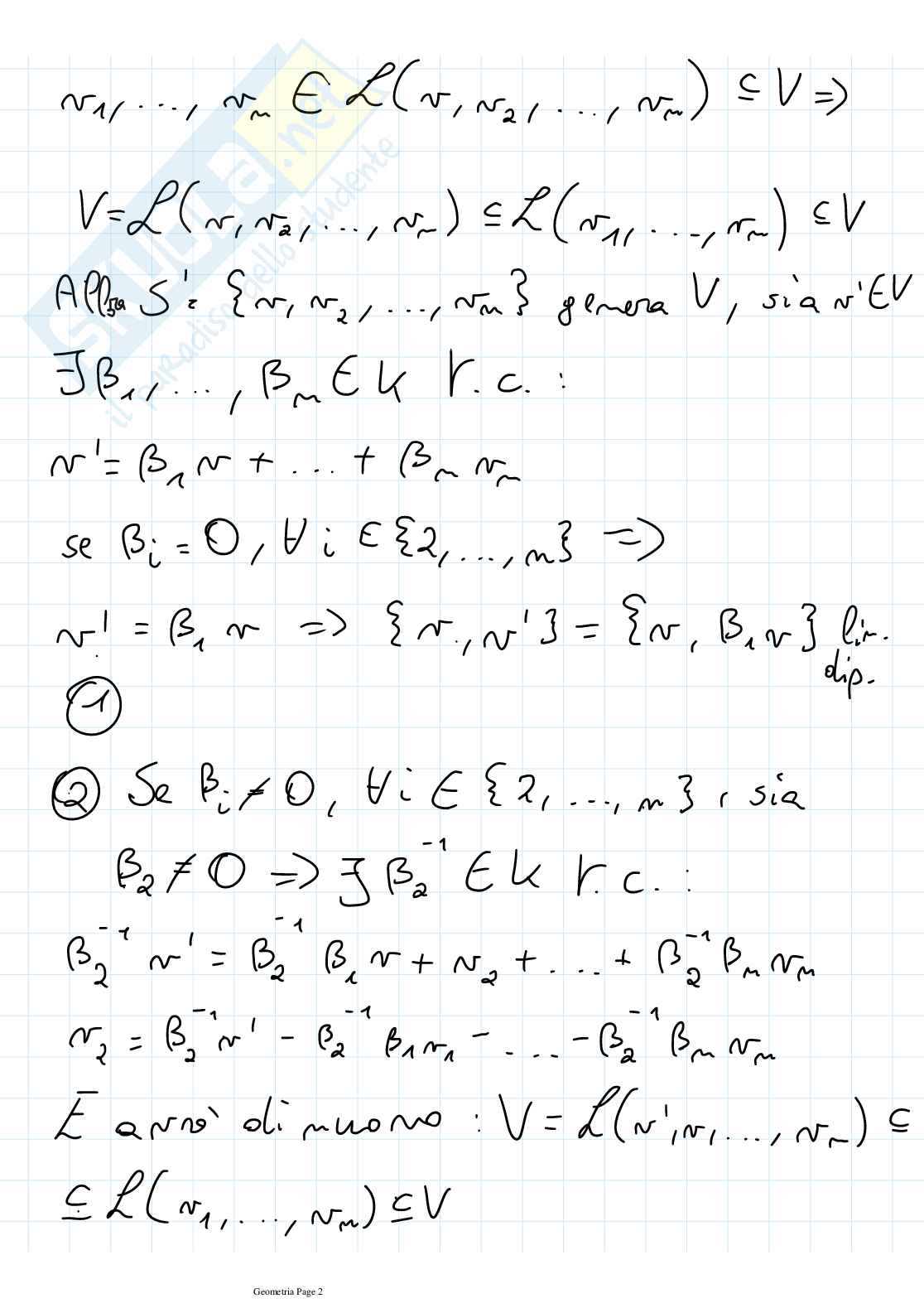 Esercizi di domande e risposte Geometria e Algebra lineare Pag. 2