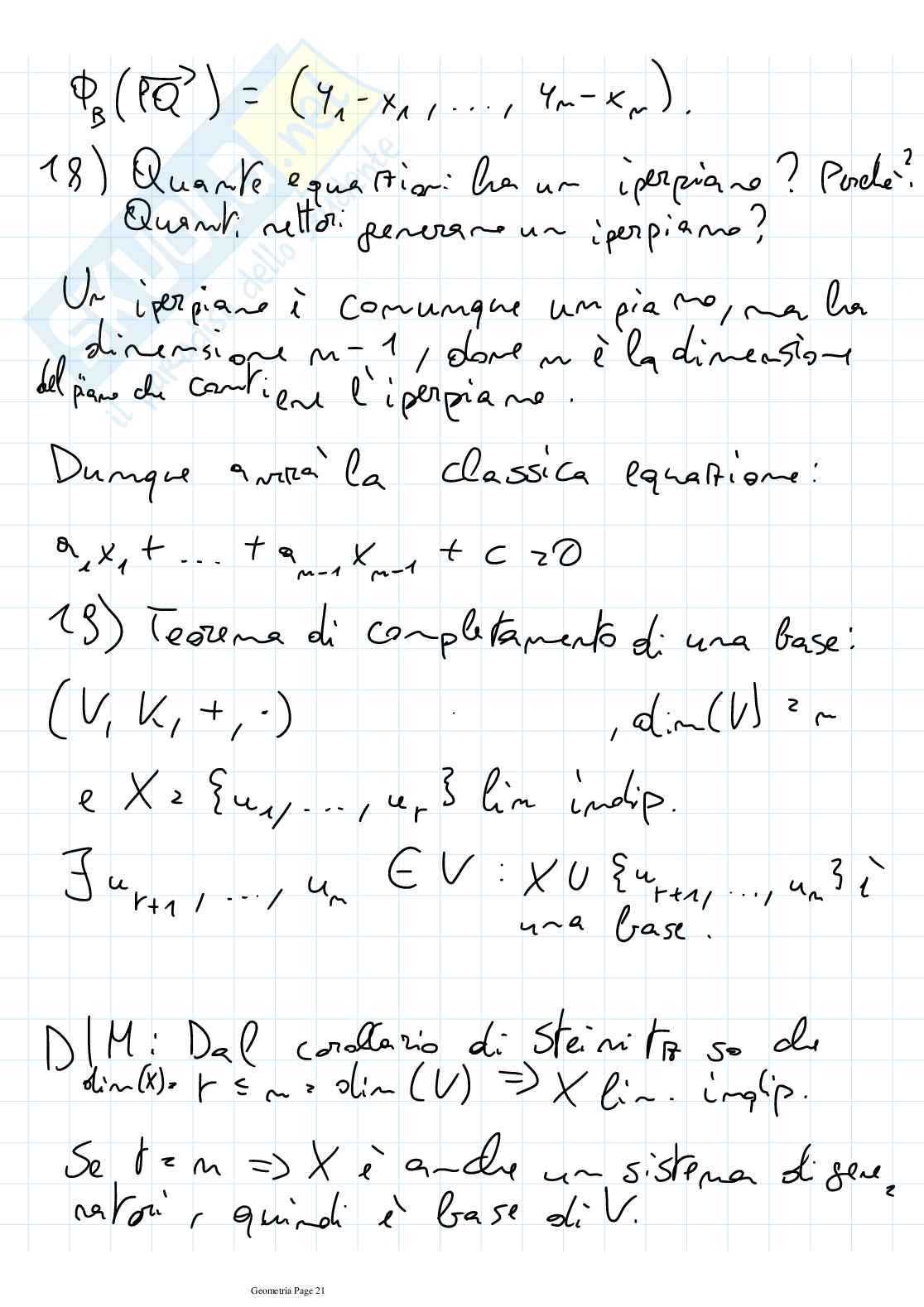 Esercizi di domande e risposte Geometria e Algebra lineare Pag. 21