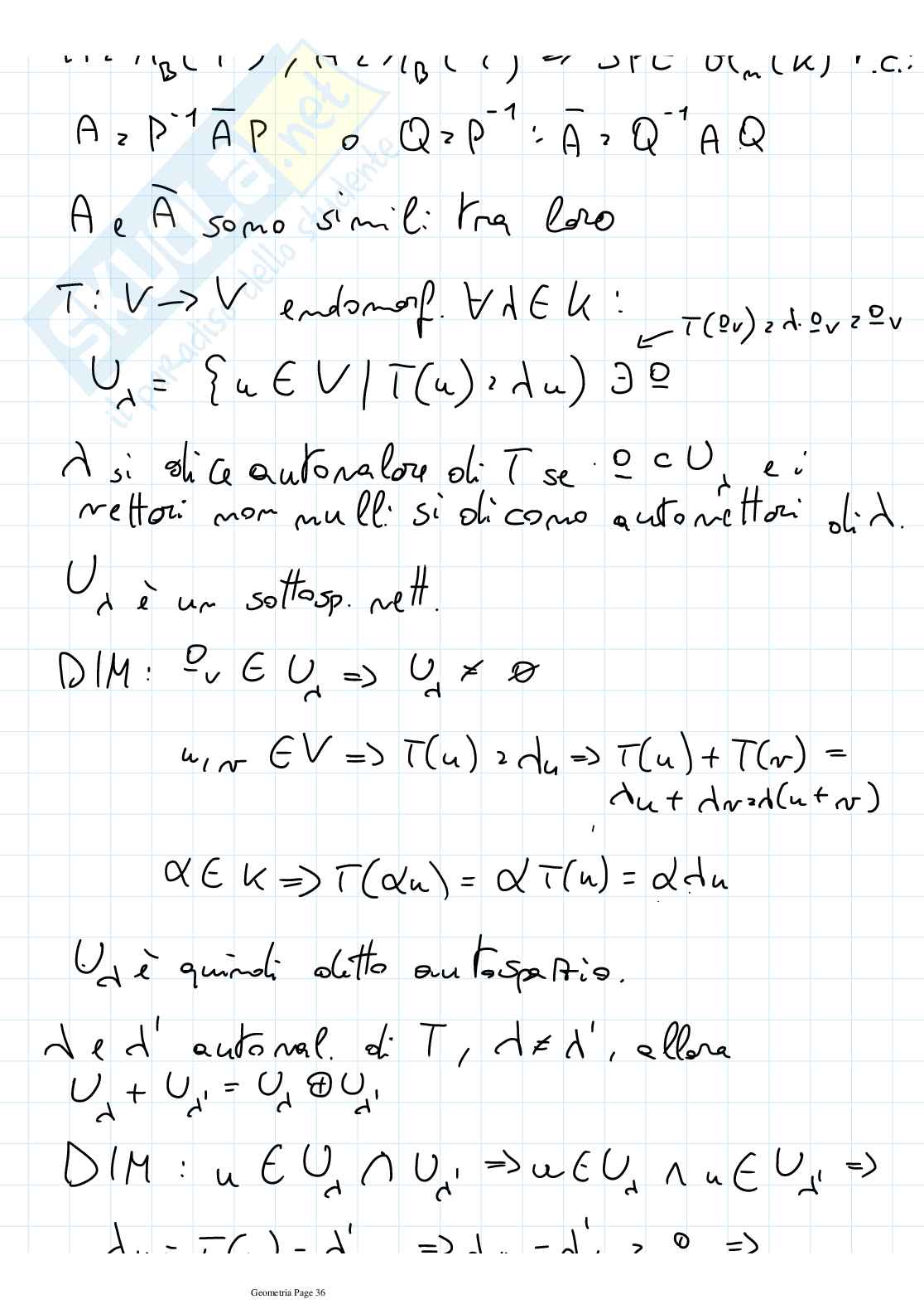 Esercizi di domande e risposte Geometria e Algebra lineare Pag. 36