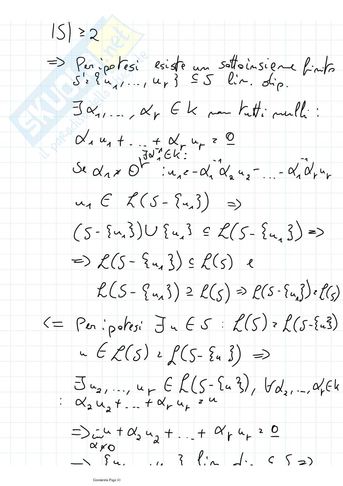 Esercizi di domande e risposte Geometria e Algebra lineare Pag. 41