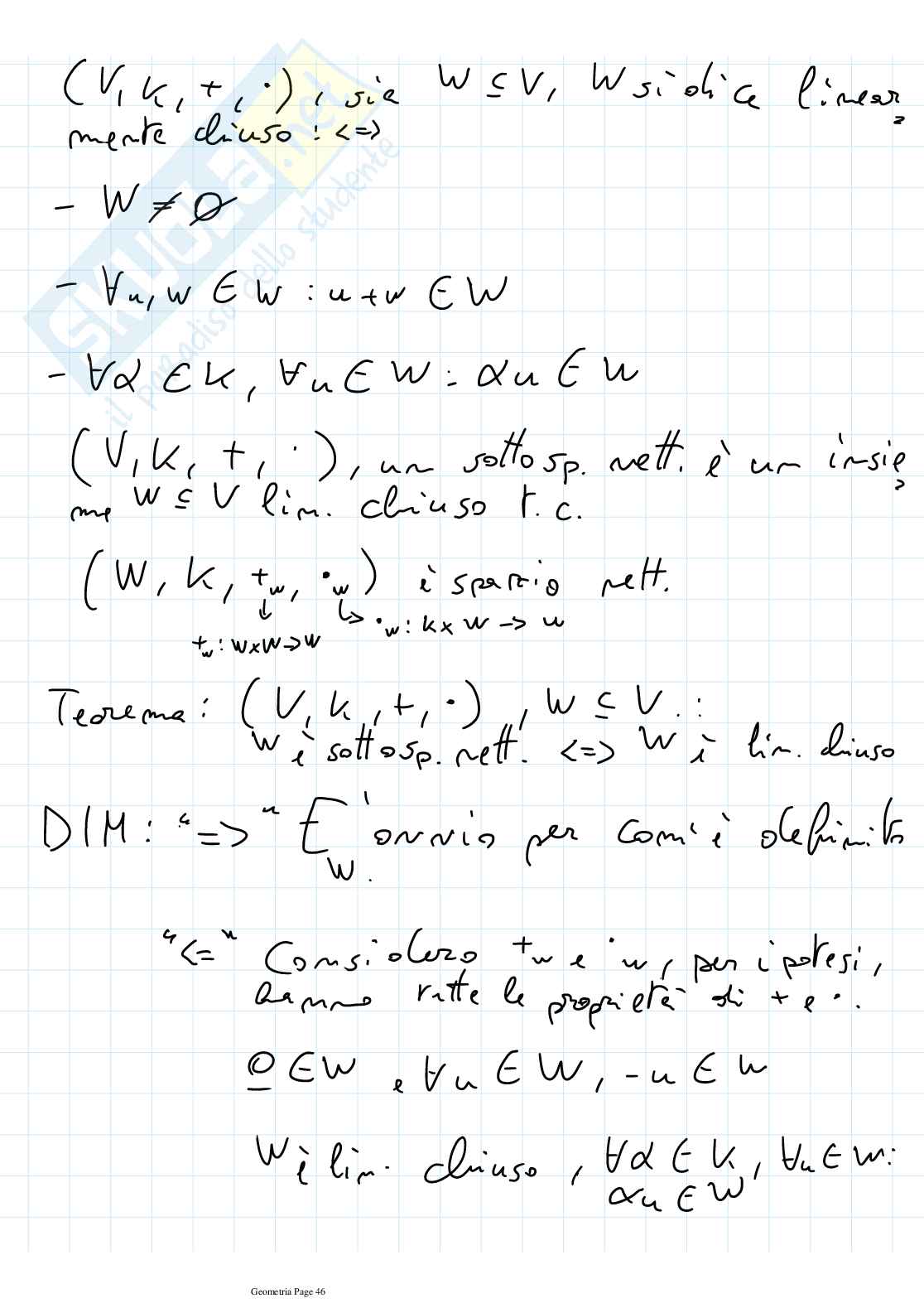 Esercizi di domande e risposte Geometria e Algebra lineare Pag. 46