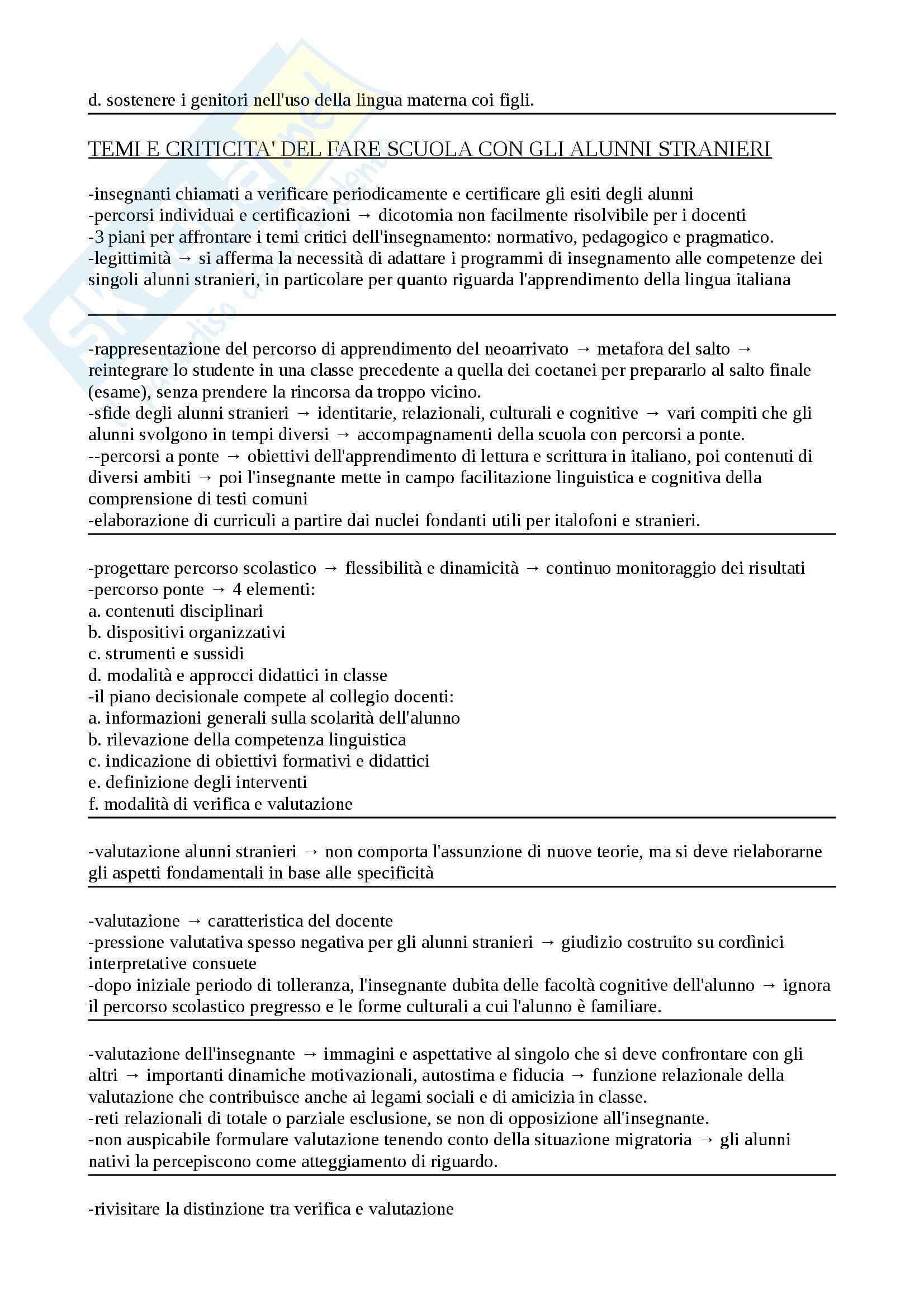 Riassunto esame Lingue, culture, prof. Baldi, libro consigliato Tra lingue e culture, Di Sabato Pag. 6