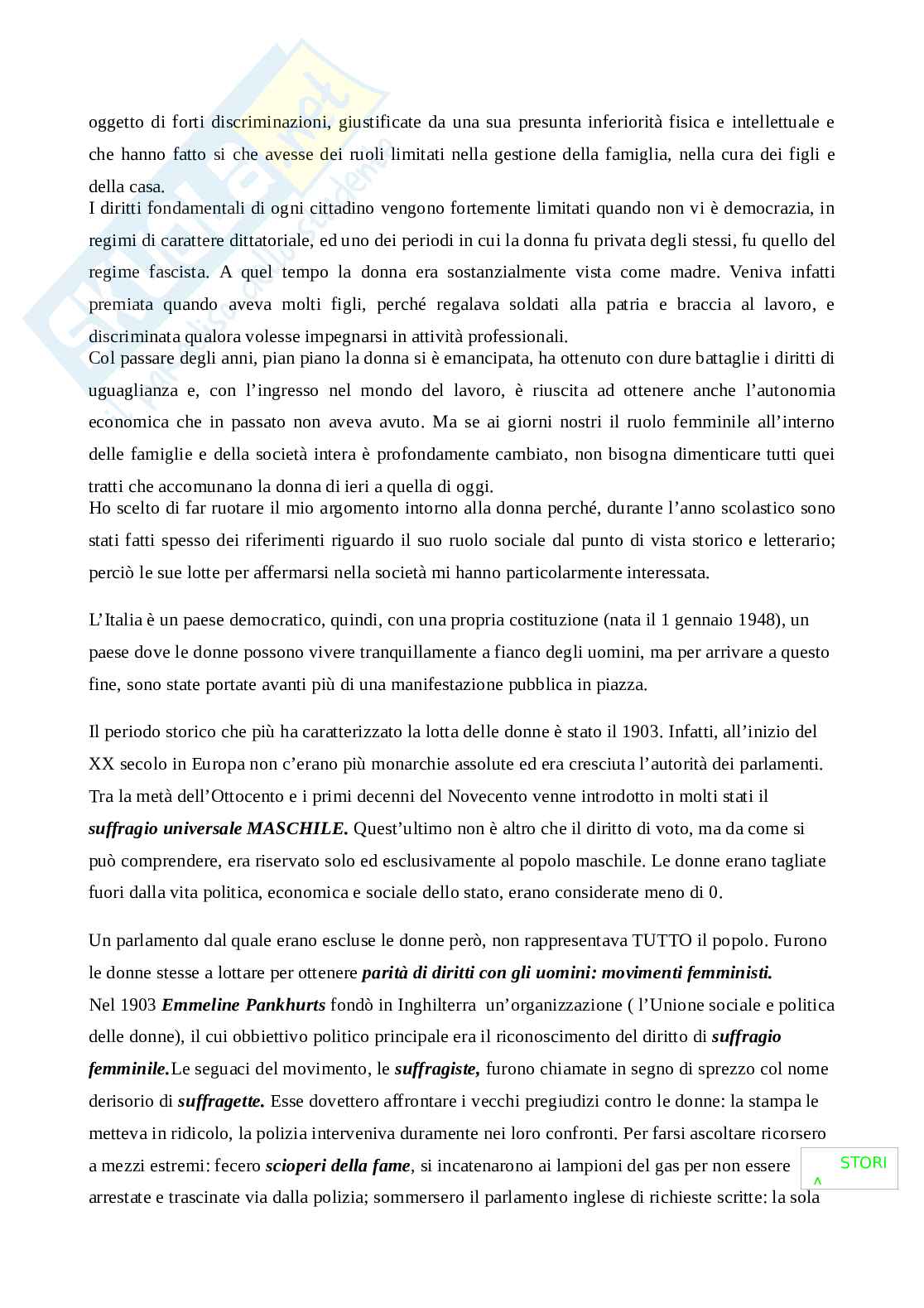 Questione femminile, Percorso Pag. 2