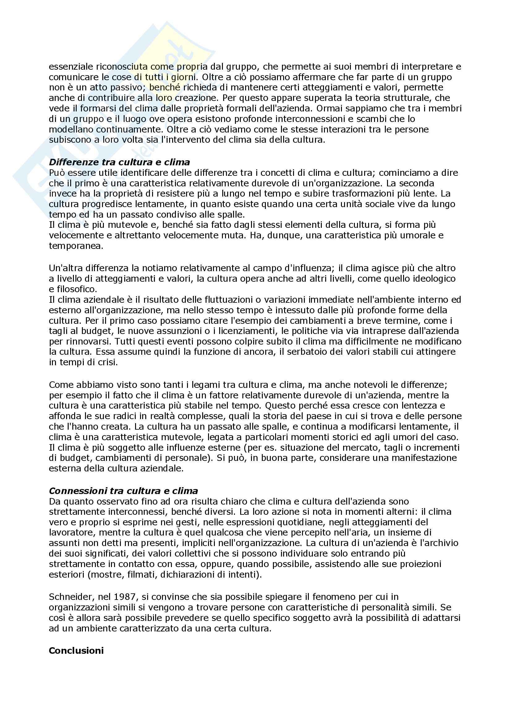 Sociologia delle organizzazioni – Clima nelle aziende Pag. 6