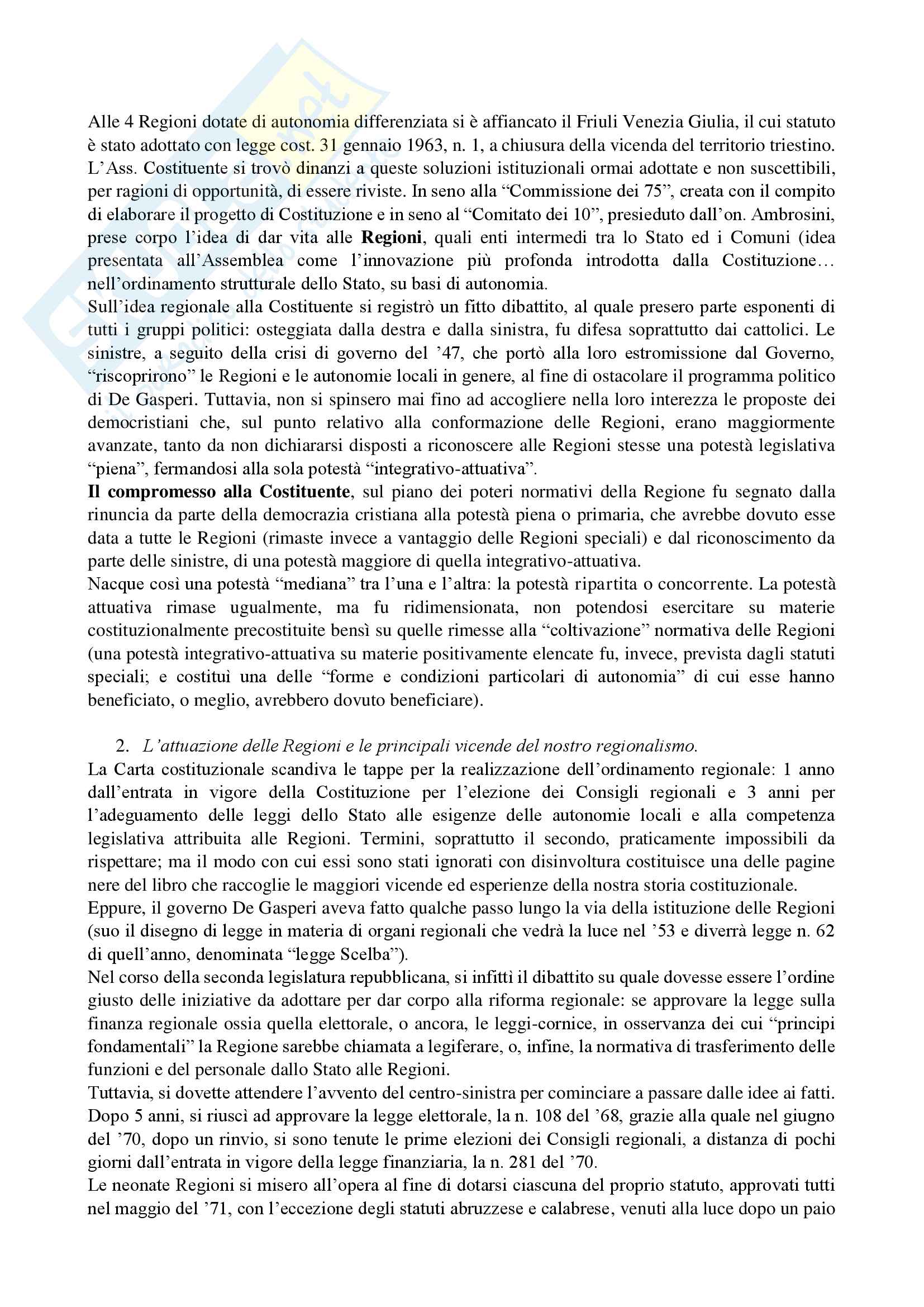 Riassunto esame diritto regionale e degli enti locali, Prof.ssa Specchia, libro consigliato Lineamenti di Diritto Regionale -nona edizione- Martines, Ruggeri, Salazar, Giuffrè Editore Pag. 2