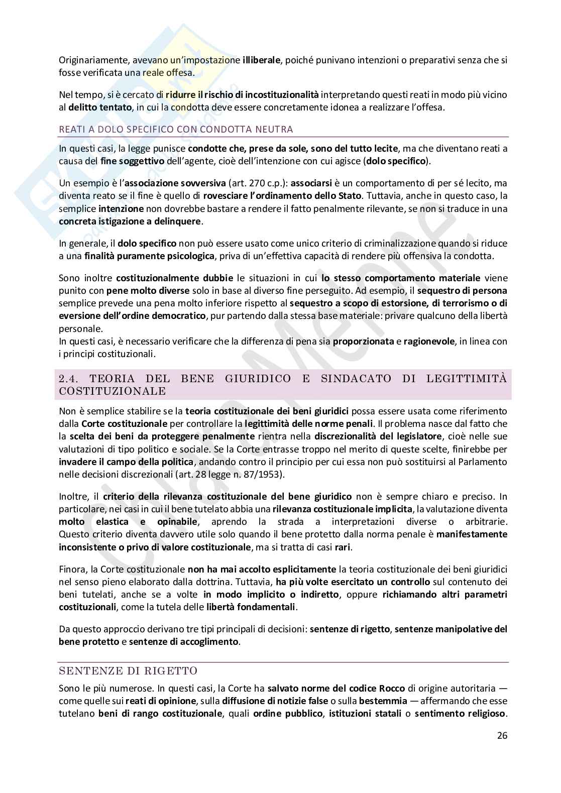 Riassunto esame Diritto penale , Prof. Castaldo Andrea, libro consigliato Diritto penale- parte generale IX edizione, Castaldo Pag. 26