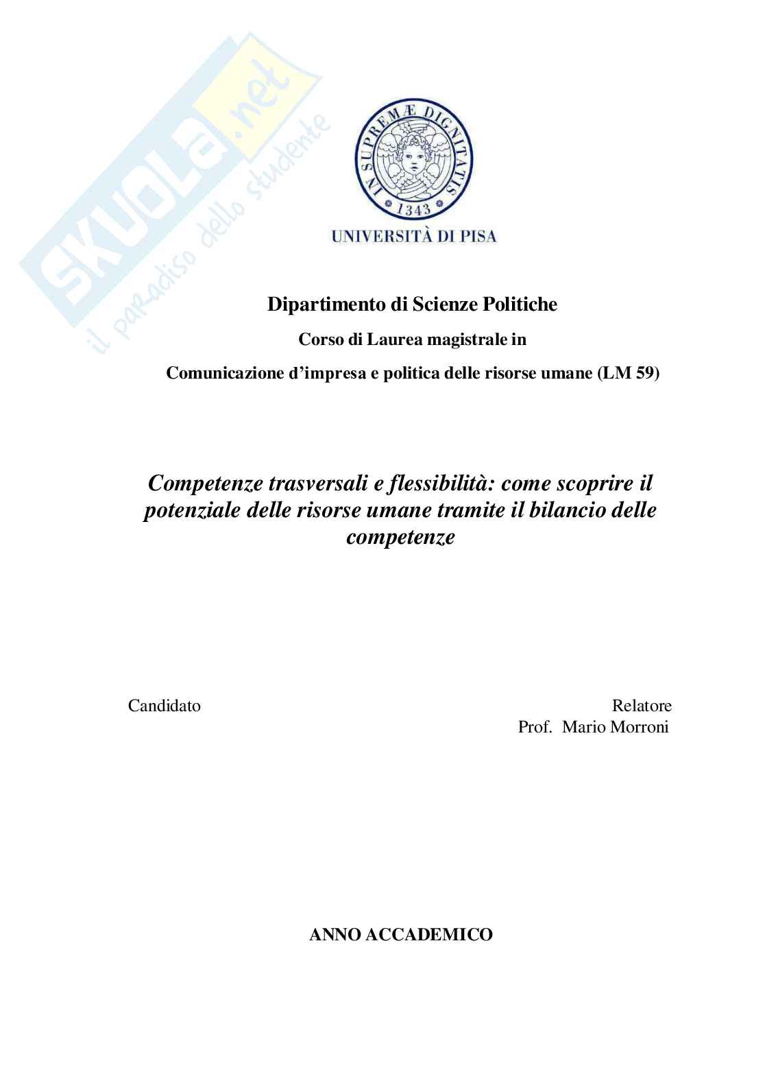 Tesi - Risorse umane - Magistrale in comunicazione d'impresa e risorse umane Pag. 1