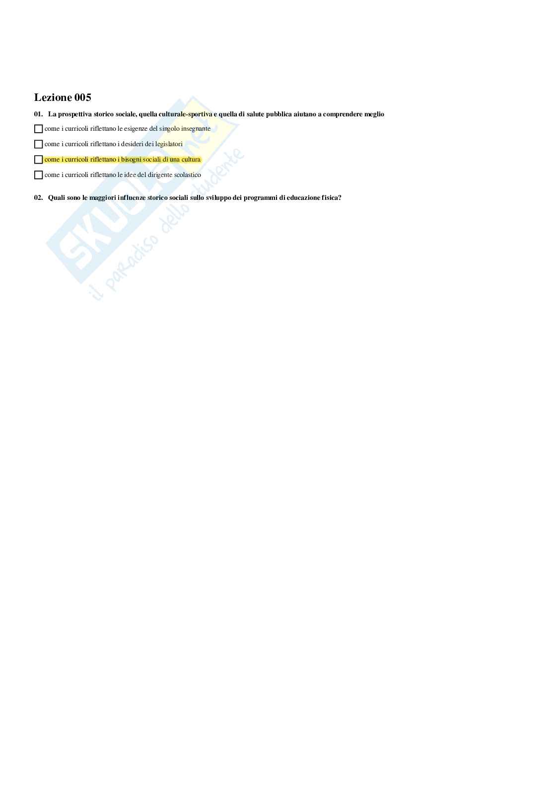 Paniere Attività motoria nella scuola secondaria - (2026) - Risposte multiple corrette Pag. 6