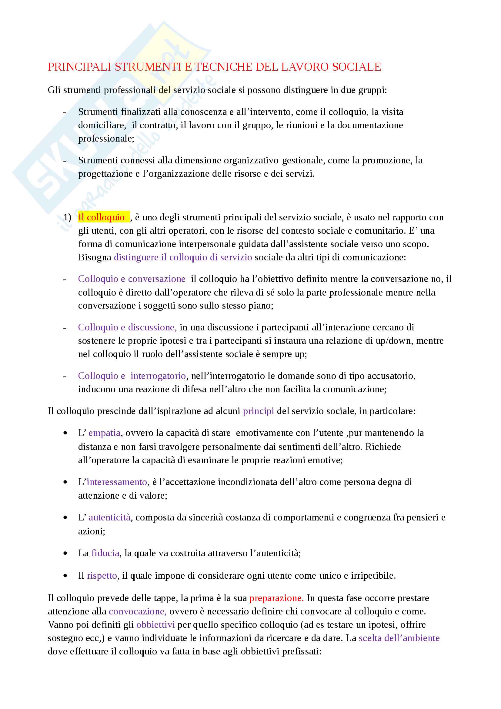 Strumenti e tecniche del servizio sociale Pag. 1