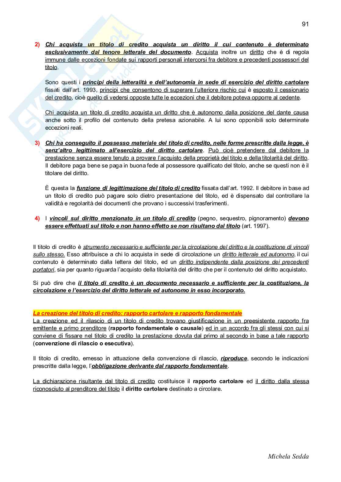 Riassunto esame Diritto commerciale , Prof. Gimigliano Gabriella, libro consigliato Manuale di diritto commerciale, Campobasso Pag. 91
