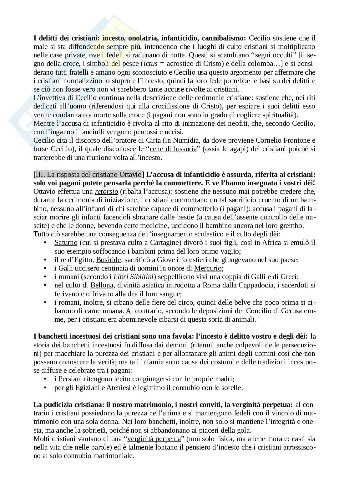 Riassunto esame Letteratura cristiana antica, Prof. Santorelli Paola, libro consigliato Letture greche e latine, Autori cristiani Pag. 26