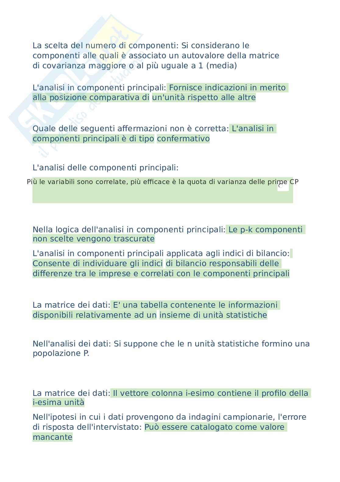 Statistica per le analisi economiche e aziendali Pag. 21
