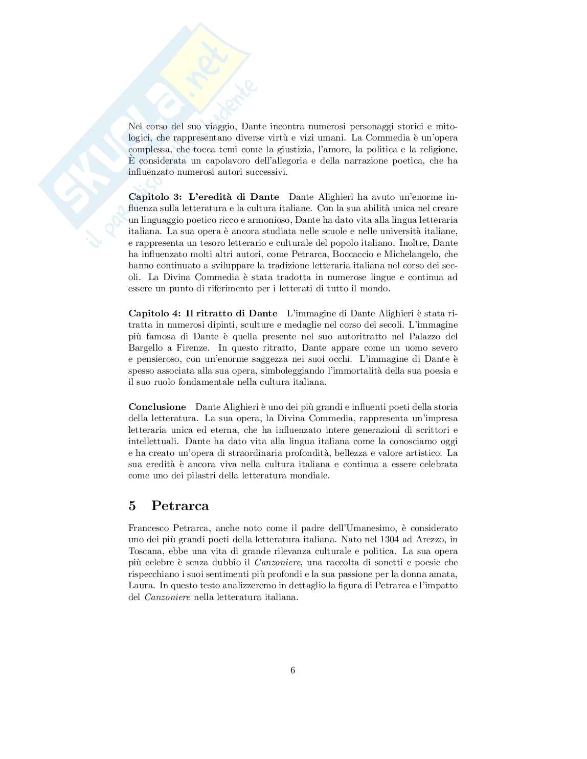 Riassunto esame Letteratura italiana, Prof. Baldassarri Gabriele, libro consigliato  Antologia della letteratura italiana: Dalla scuola poetica siciliana a Alessandro Manzon, Gabriele Baldassari e Guglielmo Barucci Pag. 6
