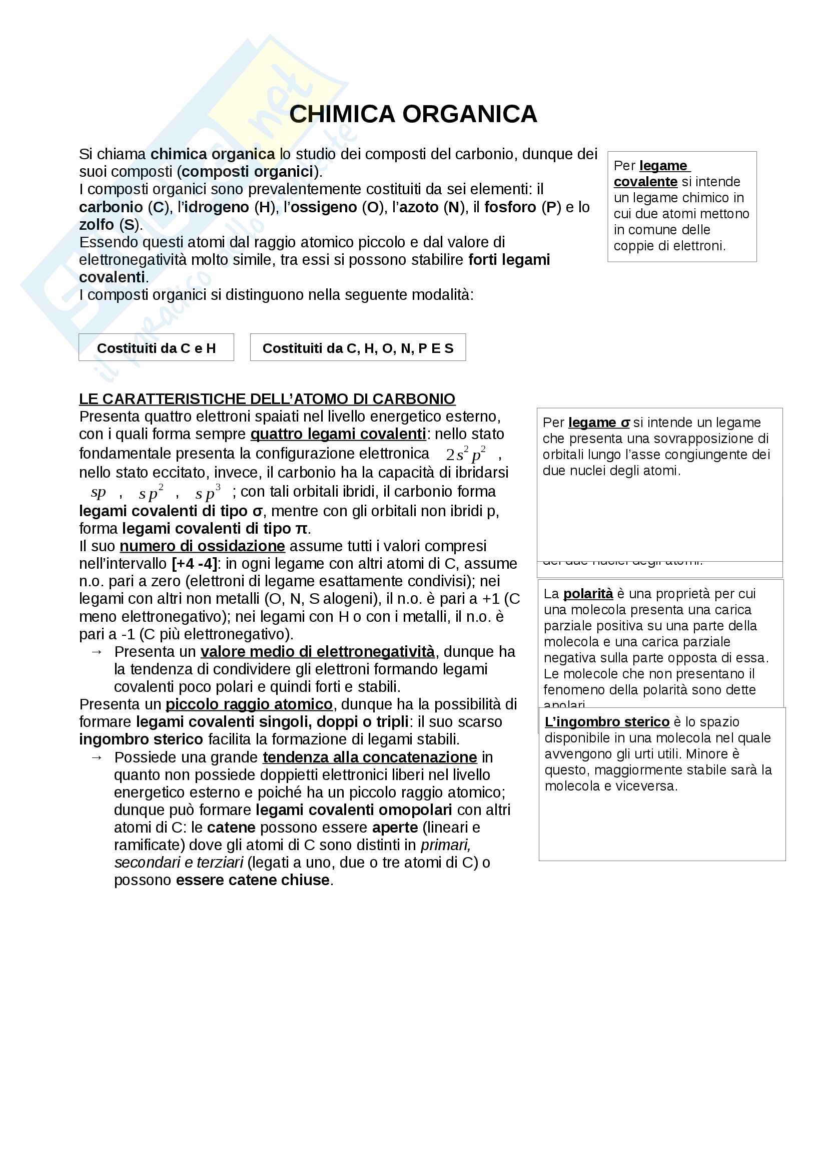 Chimica organica Pag. 1