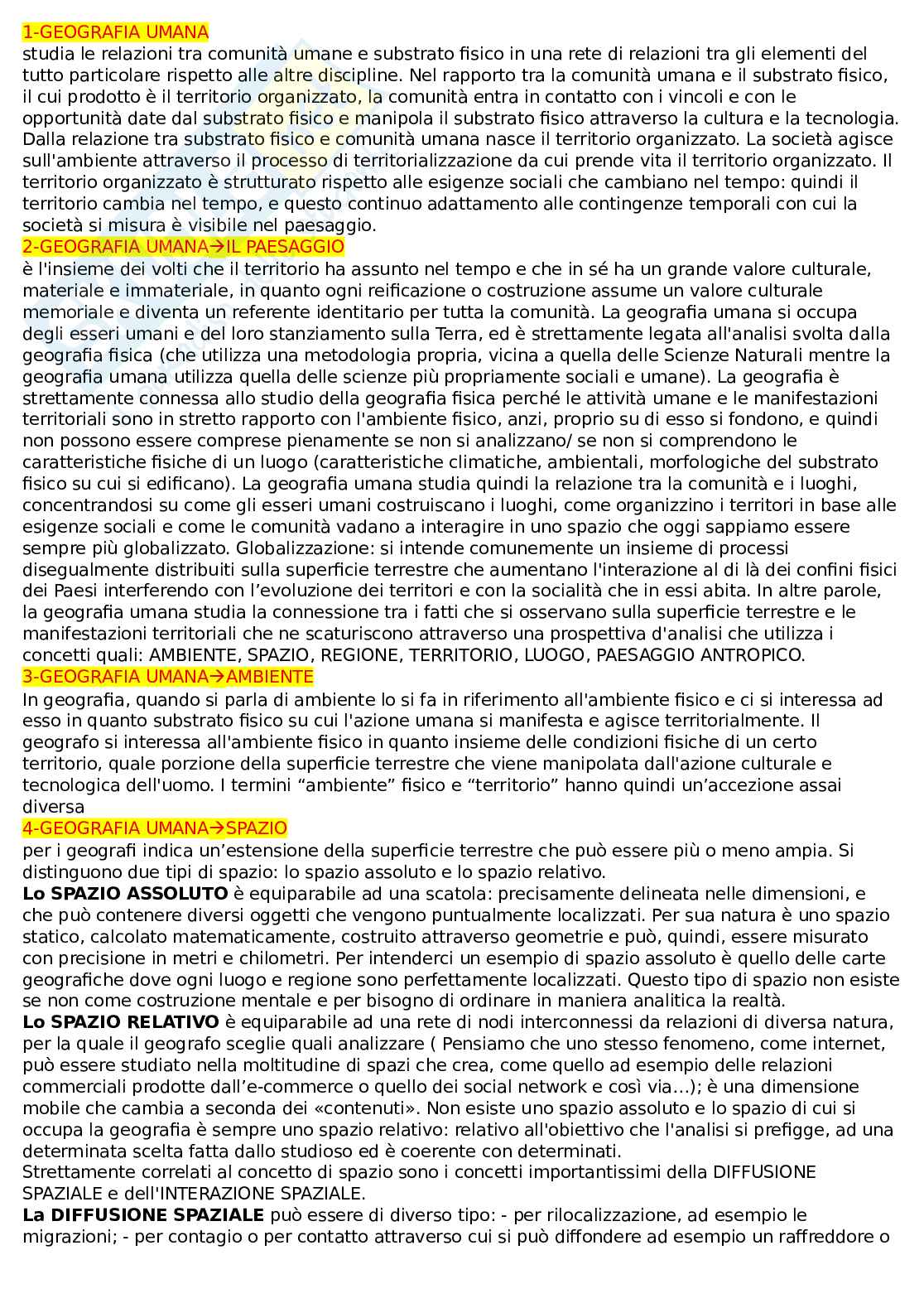 Appunti di lezione Geografia umana Pag. 1