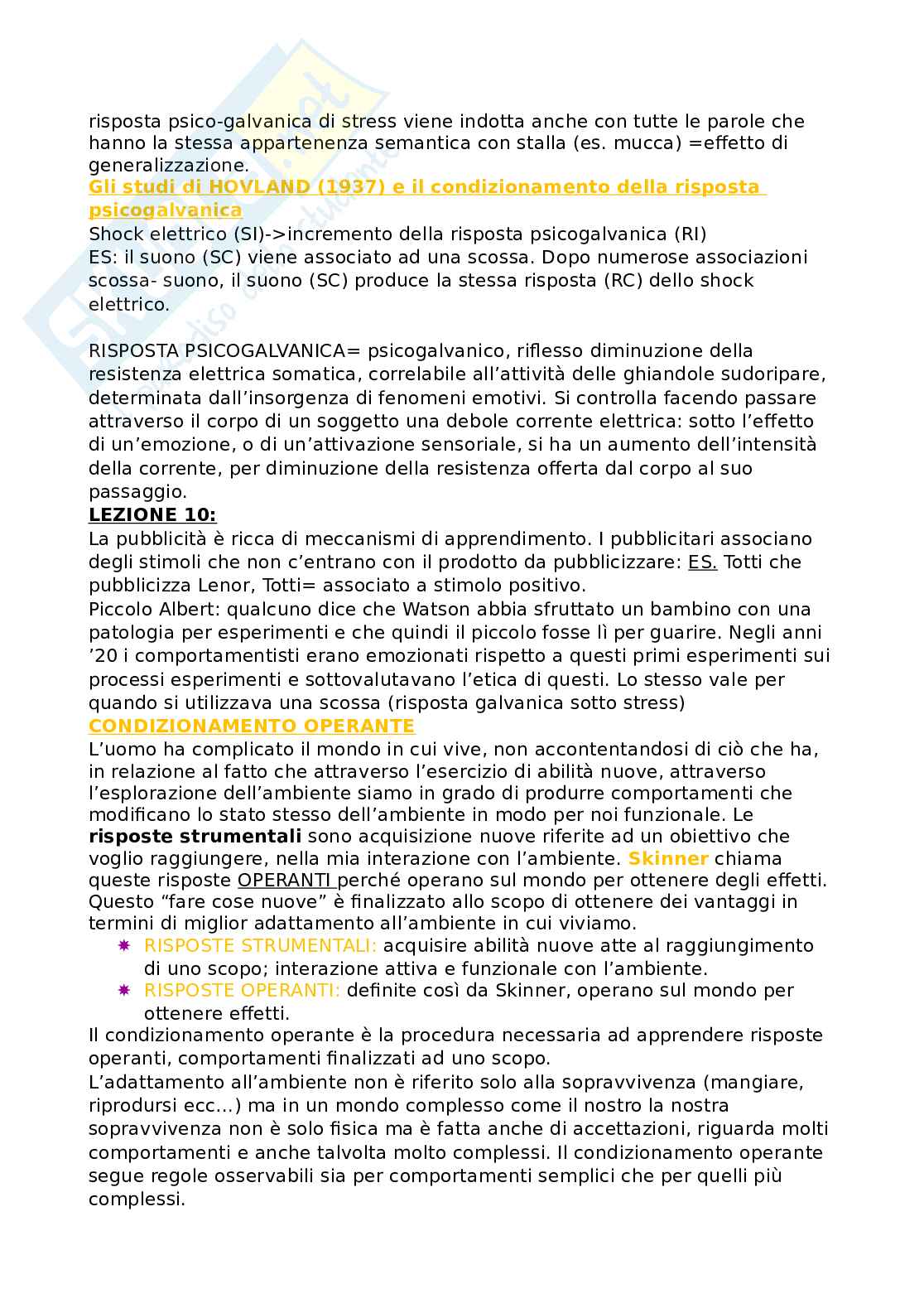 Appunti delle lezioni ed Esempi di Domande d'esame di Psicologia generale Pag. 26