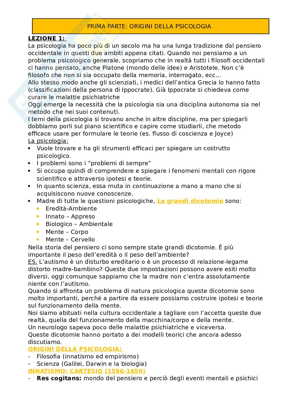 Domande Esame Di Psicologia Generale