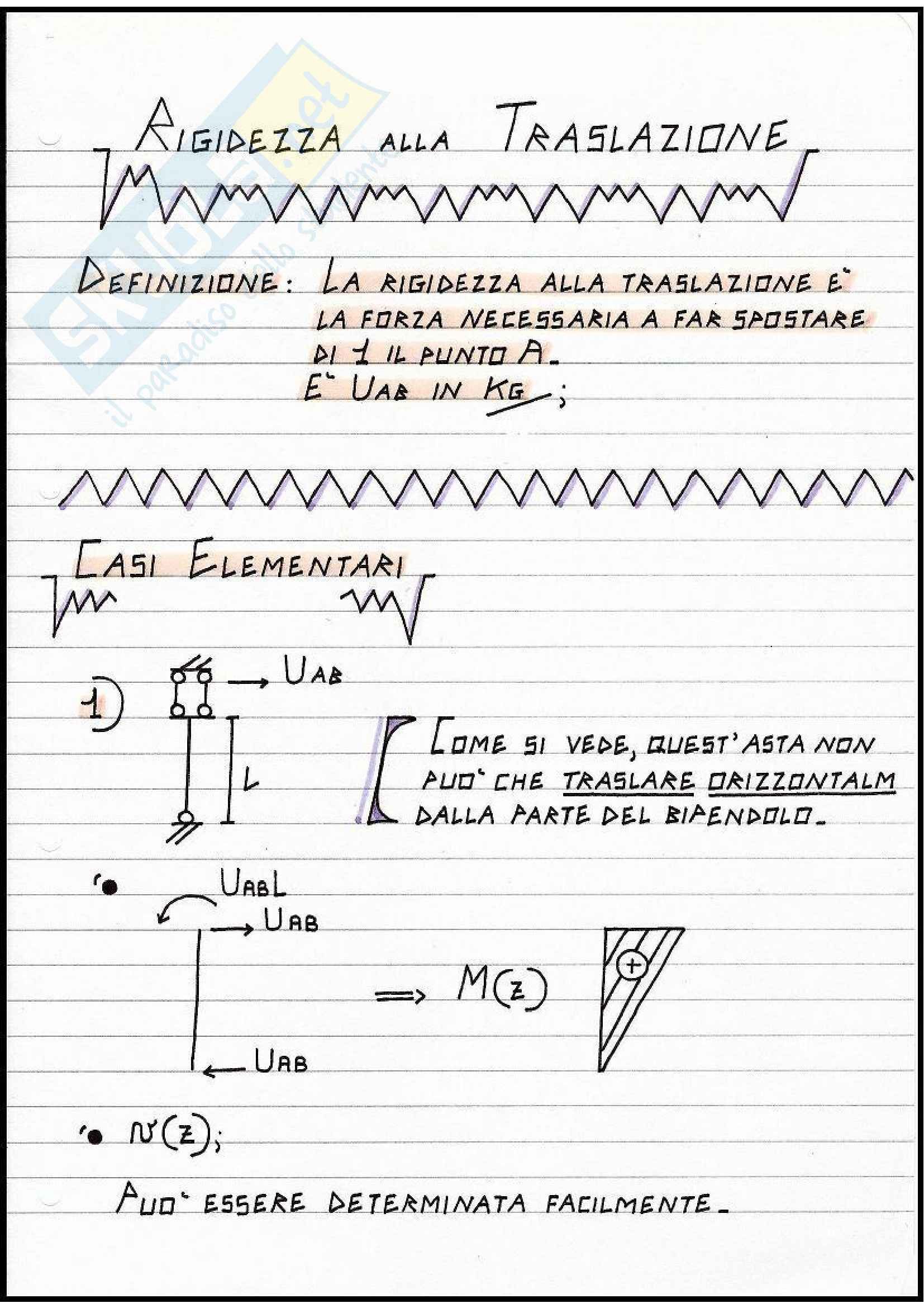 Tecnica delle Costruzioni - Rigidezza alla traslazione delle strutture Pag. 1