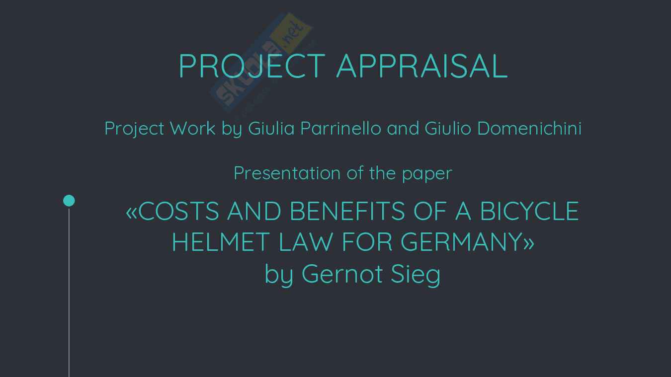 Project Work (svolto) + paper - Costs and Benefits of an helmet law in Germany Pag. 1