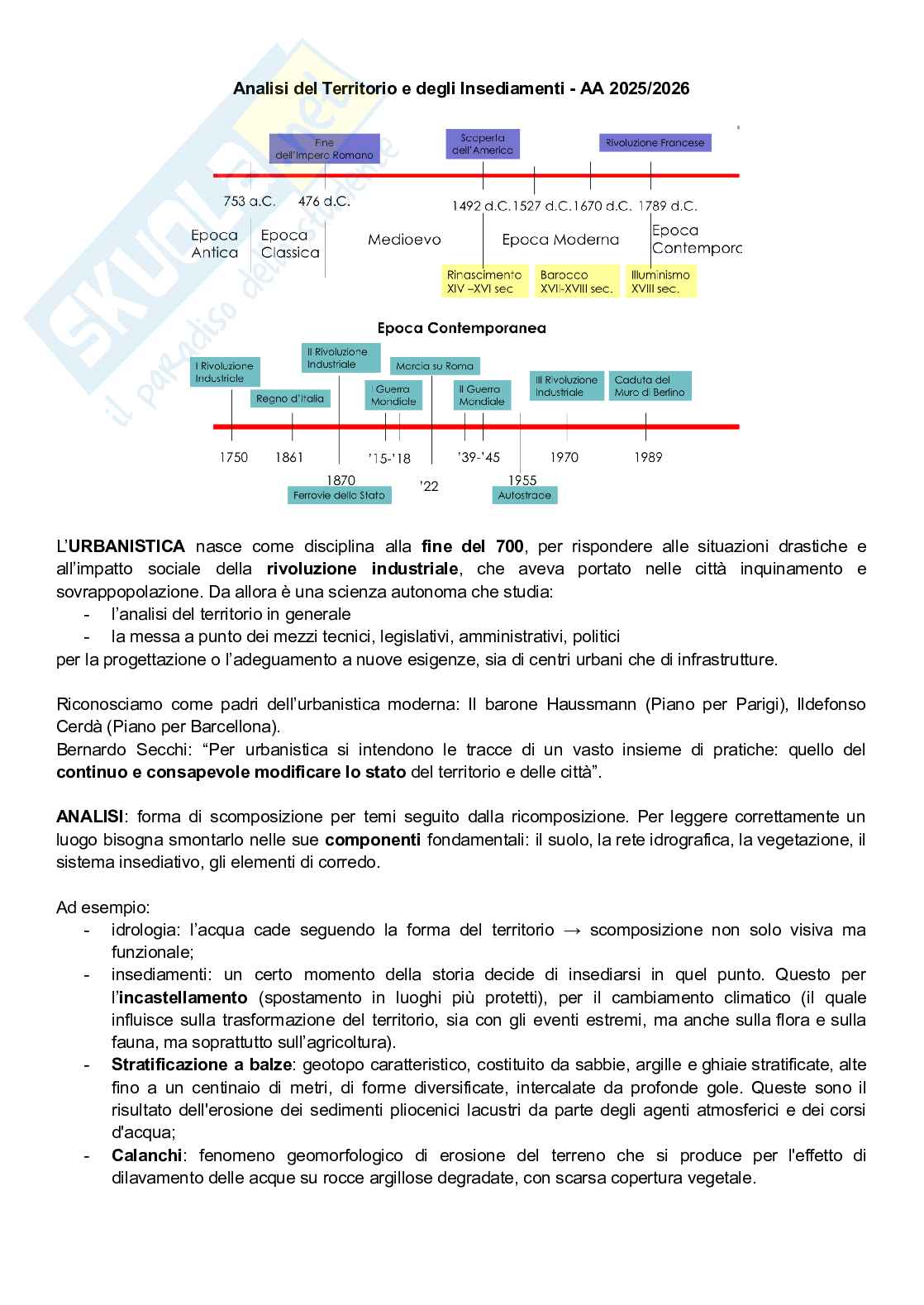 Analisi del territorio e degli insediamenti – Appunti completi e QGIS   Pag. 1
